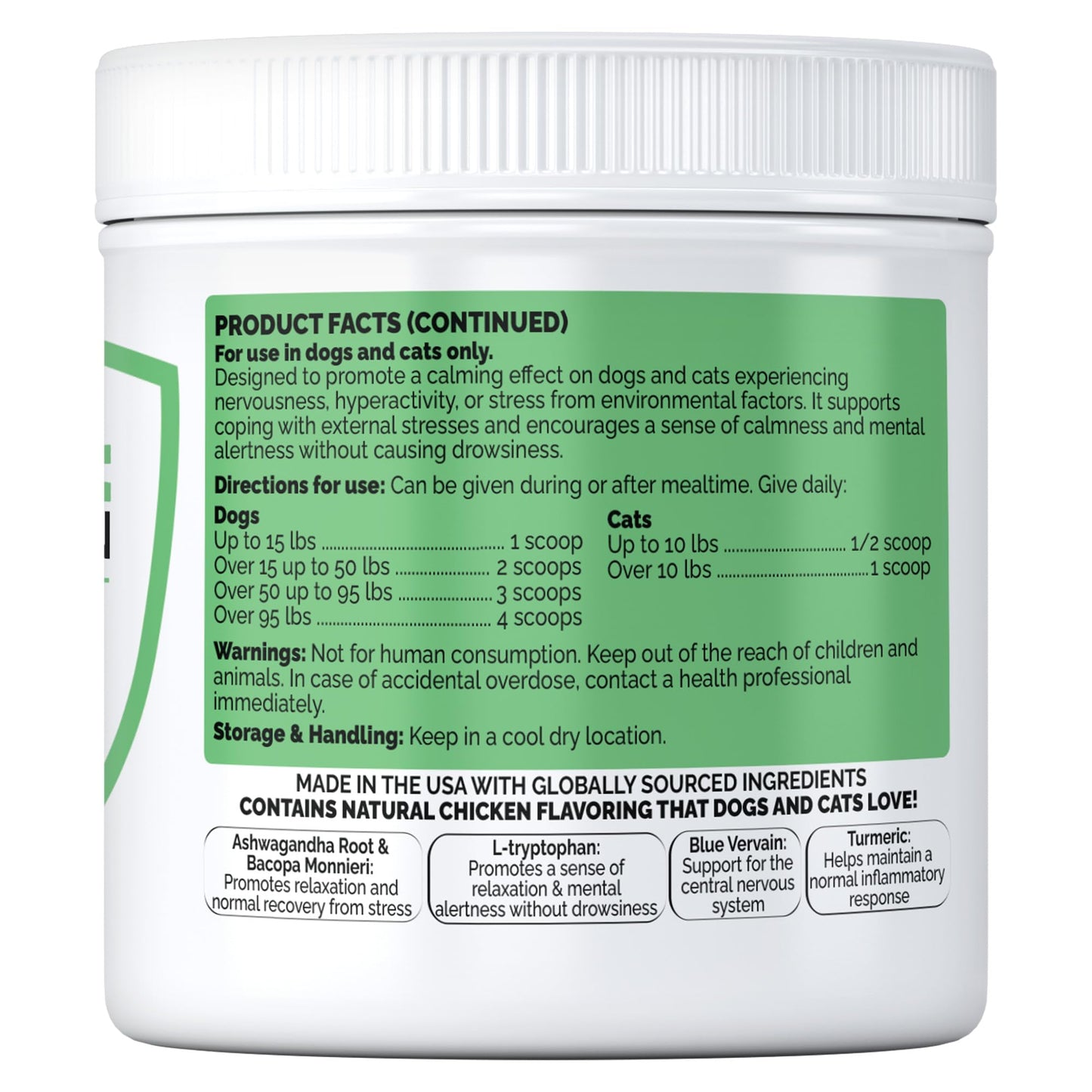 Seizure Support and Calming Aid for Dogs and Cats - All Natural Epilepsy and Seizure Aid. Ashwagandha, Blue Vervain, Valerian, L-tryptophan, L-Taurine, Chamomile, Milk Thistle, Turmeric.