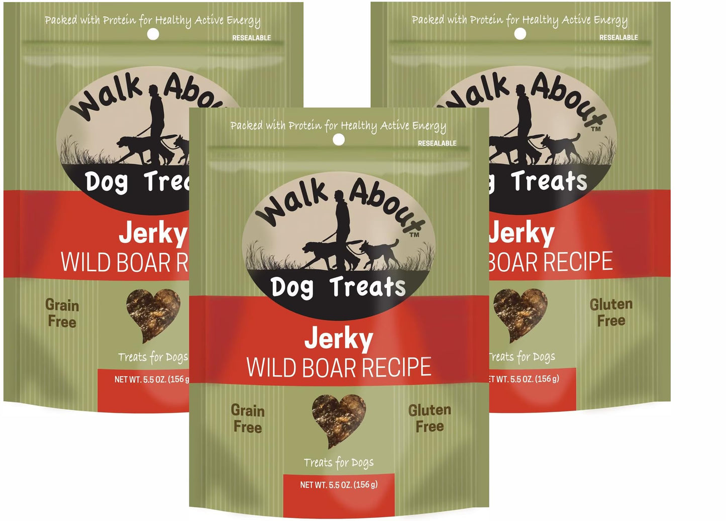 Walk About 3 Pack of Dog Treats Jerky, 5.5 Ounces, Wild Boar Recipe
