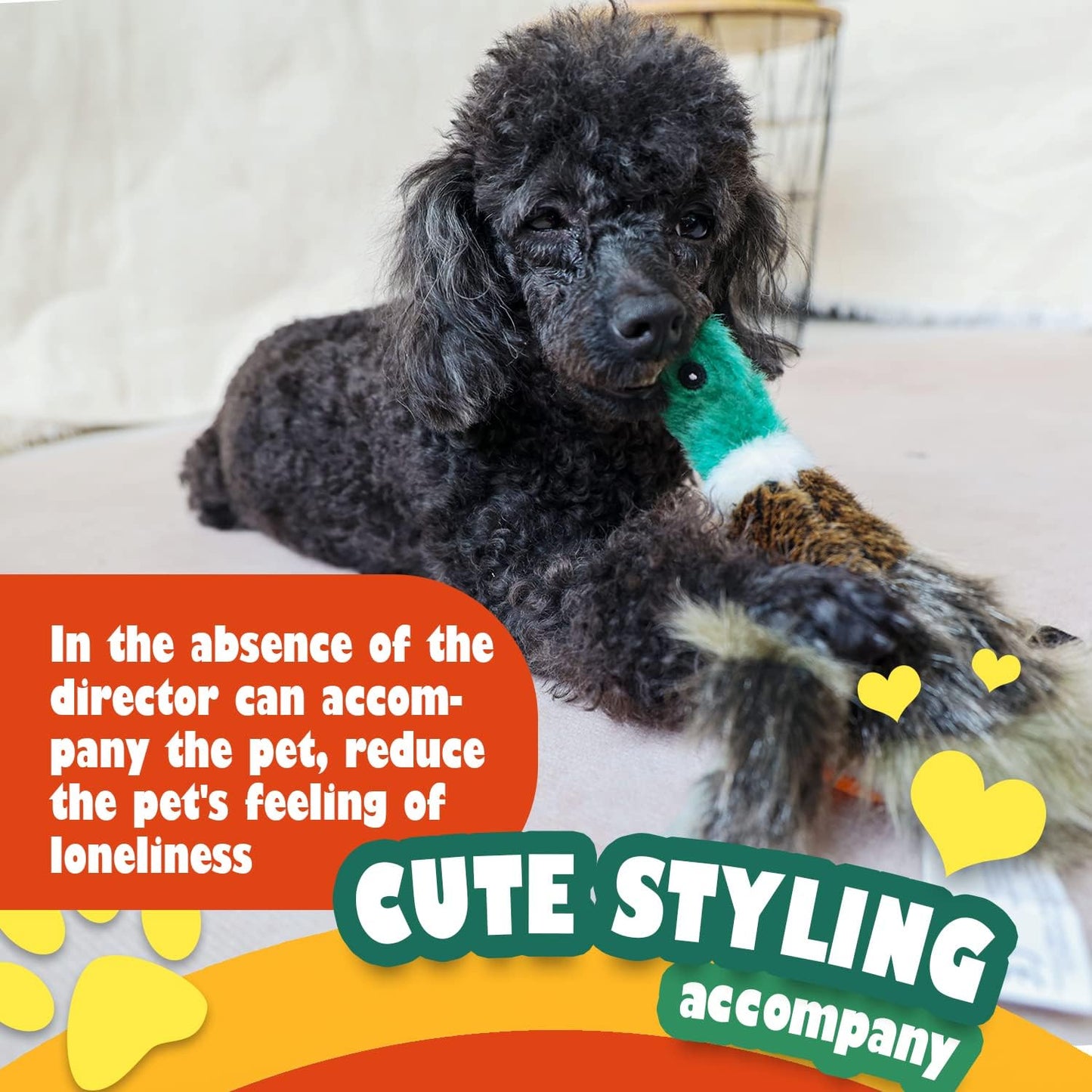 ALL FOR PAWS Duck Squeaky Doy Toy, Duck Dog Toy for Medium Large Breed, Puppy Fetch Toy with Squeaker, Plush Chew Dog Toy, 18 x 9.1 x 3.9 inches, Classic - Mallard L