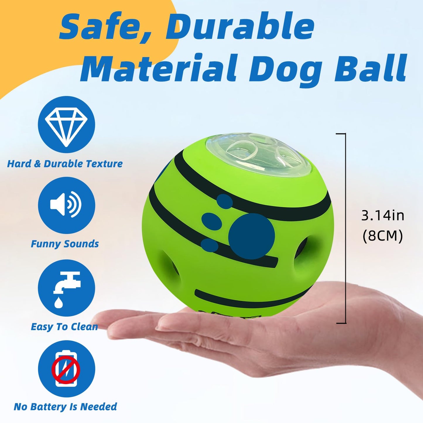 Interactive Puzzle Dog Treat Ball, Treat Dispensing Enrichment Dog Toys Ball, S, 3.14 in (8 cm)