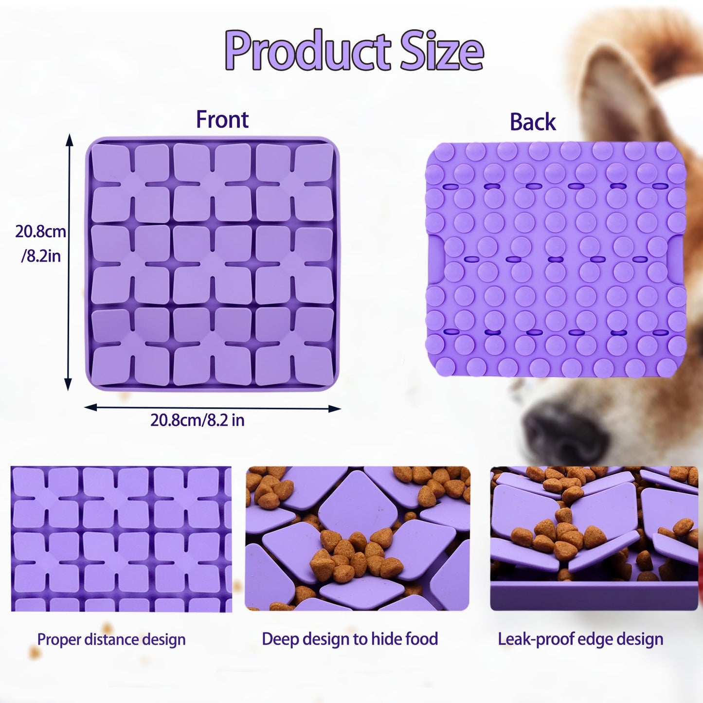 Femont Silicone Snuffle Mat for Small Dogs Puppy Cat Slow Down Eating,Slow Feeder Lick Mat for Dry Wet Food for Pet Training Smell,Encourages Natural Foraging Skill,Relieving Stress