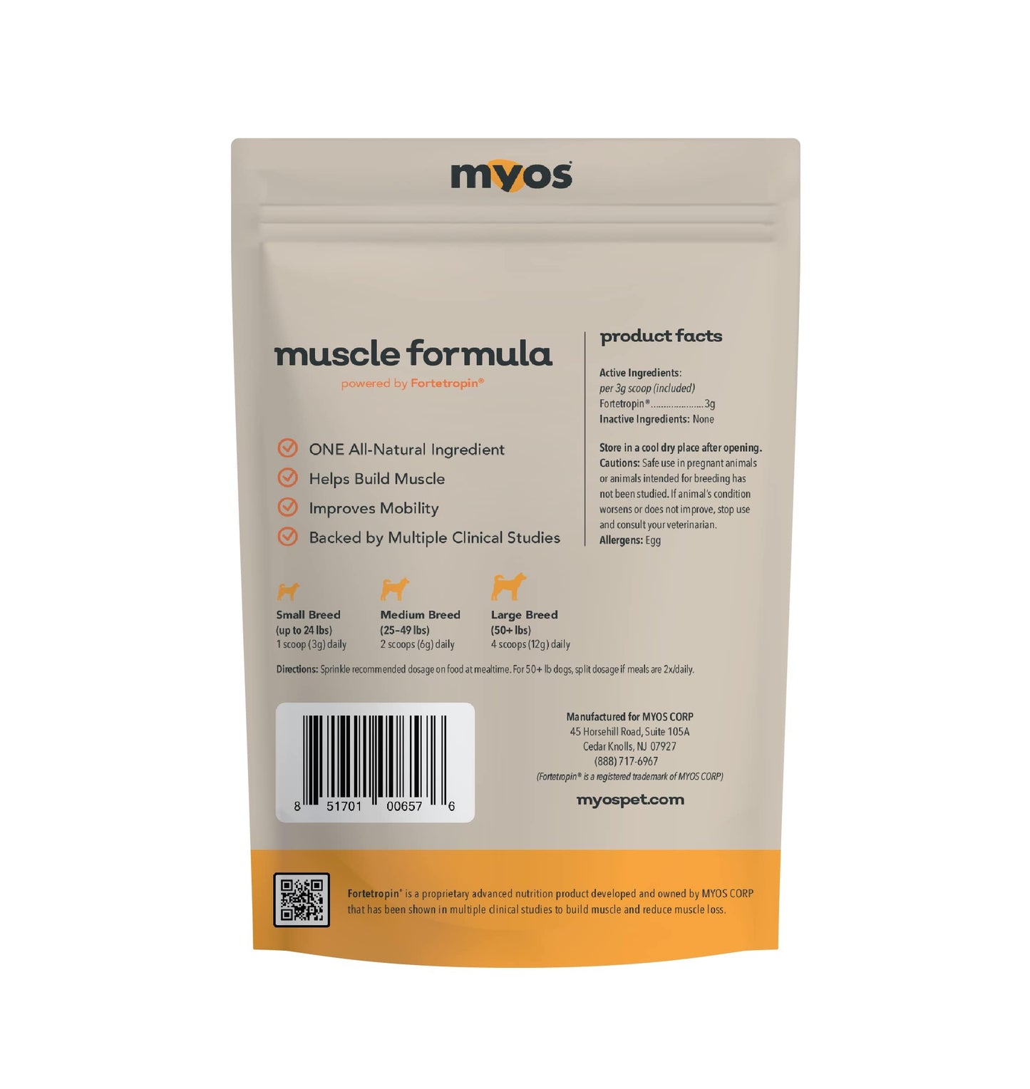 MYOS Canine Muscle Formula - All-Natural Muscle Building Supplement - Helps Reduce Muscle Loss in Aging Dogs and Improve Recovery from Injury or Surgery