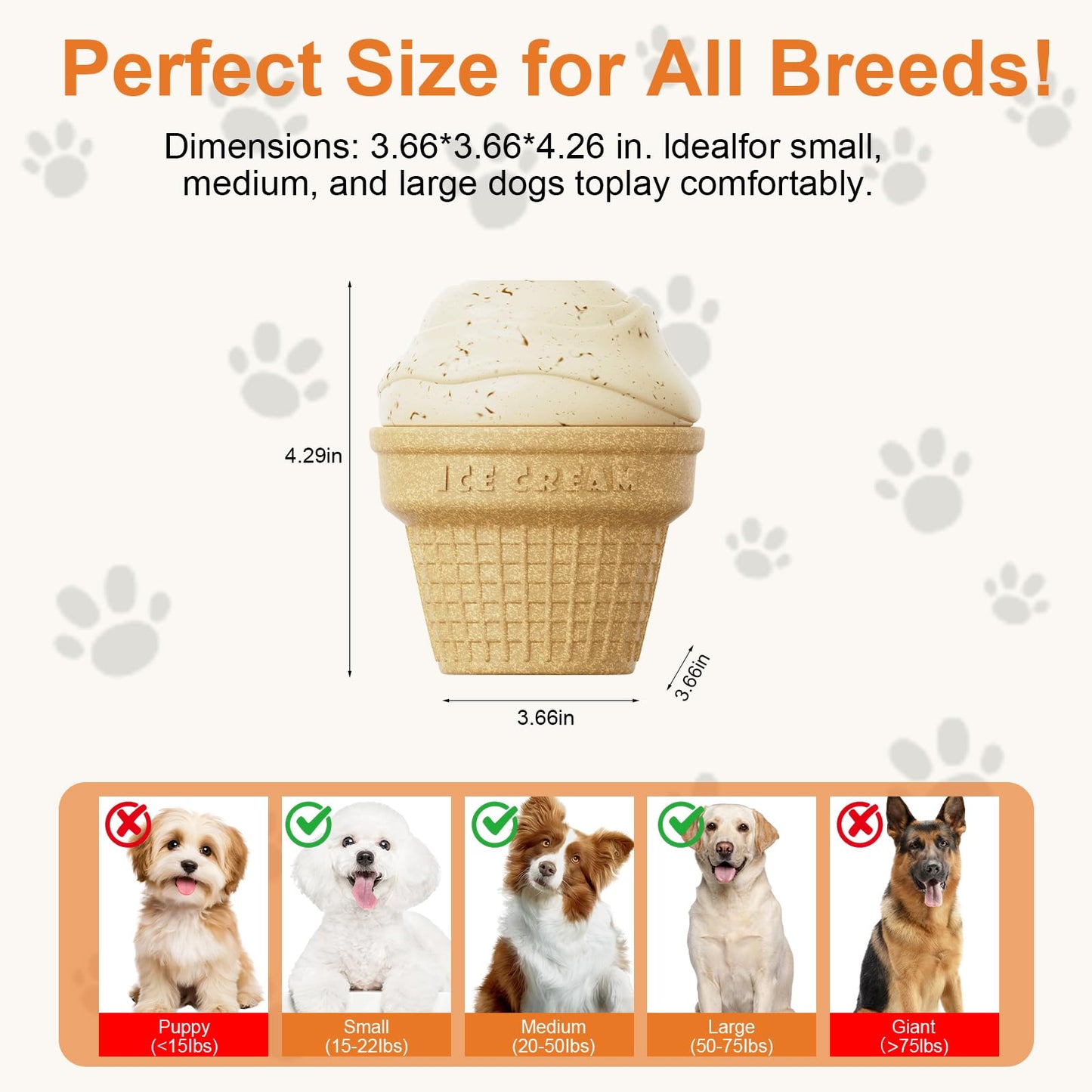 hwnguJ Durable Dog Toy for Aggressive Chewers - Freezable Ice Cream Puzzle Toy - Interactive Treat Dispenser for Anxiety Relief – Long-Lasting Dog Birthday Gift