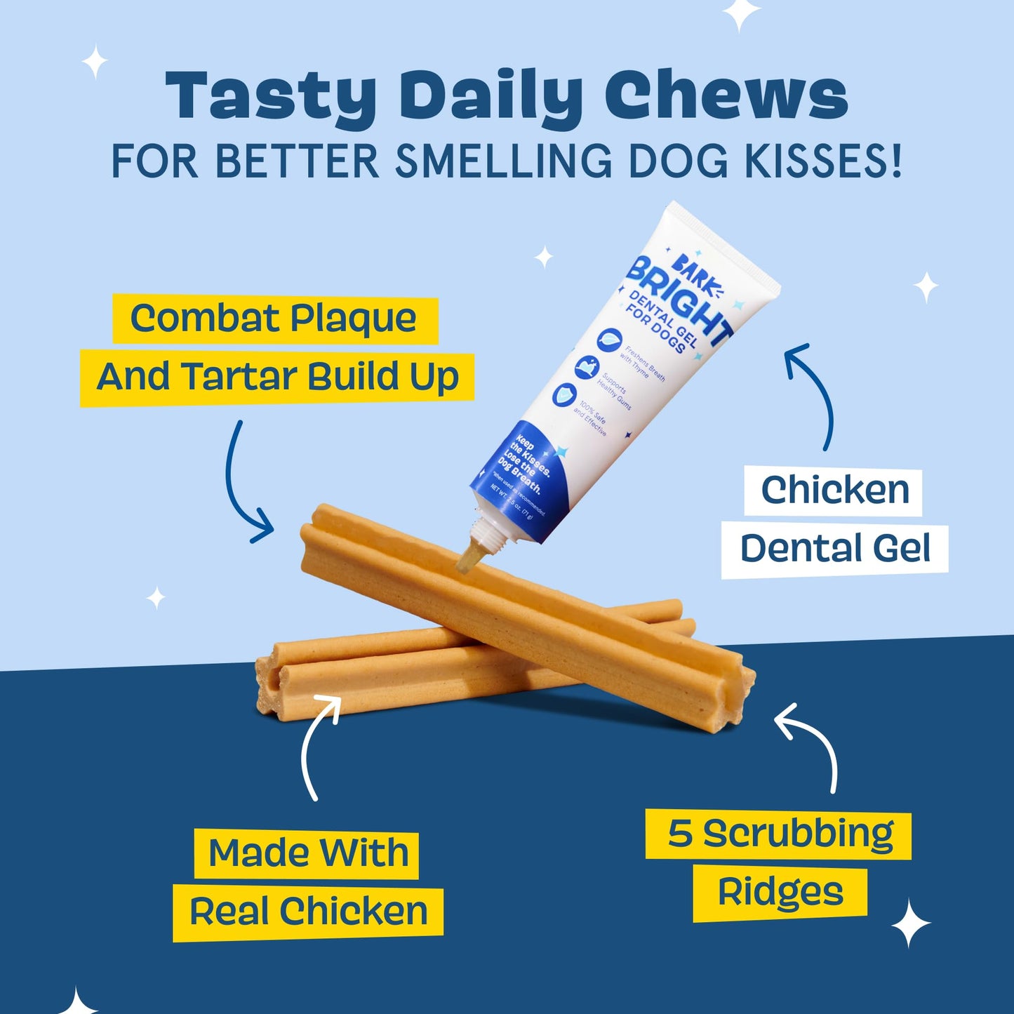 Barkbox Bright Original Dog Dental Kit, 30 Teeth Cleaning Chew Sticks & Toothpaste - Medium Breeds