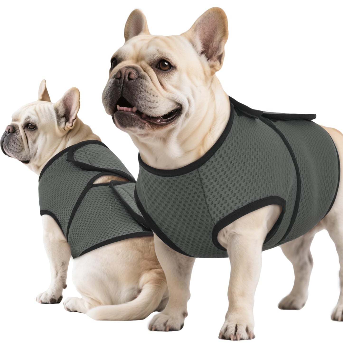 ROZKITCH Dog Anxiety Shirt Calming Jacket, Mesh Dog Anxiety Vest for Thunderstorm Fireworks Travel Vet Visit Separation Anxiety Relief Outdoor Indoor Elastic Breathable Calming Shirt Wrap Grey M