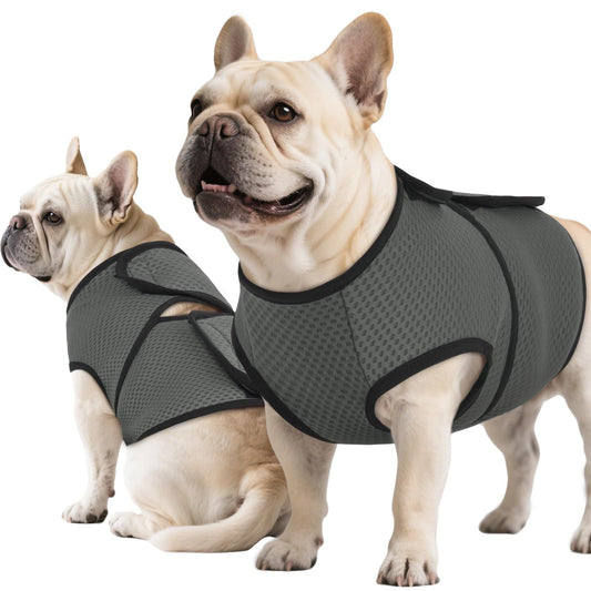ROZKITCH Dog Anxiety Shirt Calming Jacket, Mesh Dog Anxiety Vest for Thunderstorm Fireworks Travel Vet Visit Separation Anxiety Relief Outdoor Indoor Elastic Breathable Calming Shirt Wrap Grey M