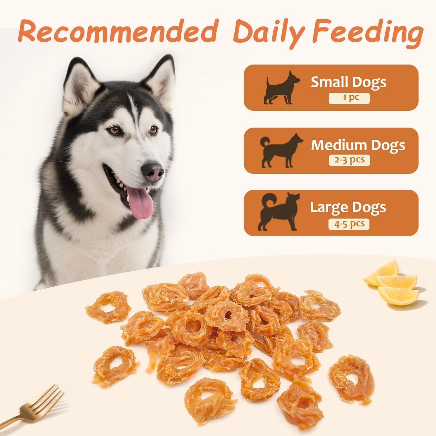 PETPURO Chicken Rings Dog Treats, Real Chicken Jerky Rawhide-Free Soft Chews, Natural High Protein Limited Ingredient Training Snacks for Small Medium Large Dogs, 10.6oz