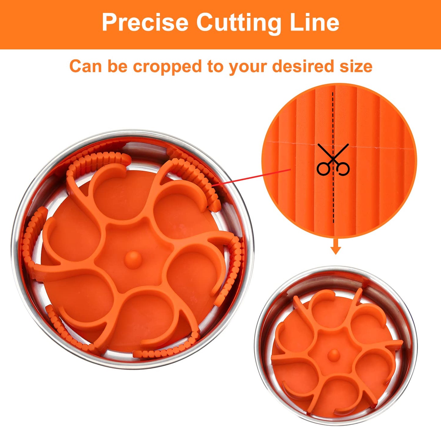 Anipaw Dog Slow Feeder Bowls Silicone Spiral Pet Food Feeder Insert to Slow Down Eating for Large Medium Small Breed Dogs Perfect with Stainless Steel Glass Ceramic Pet Bowls (Orange)