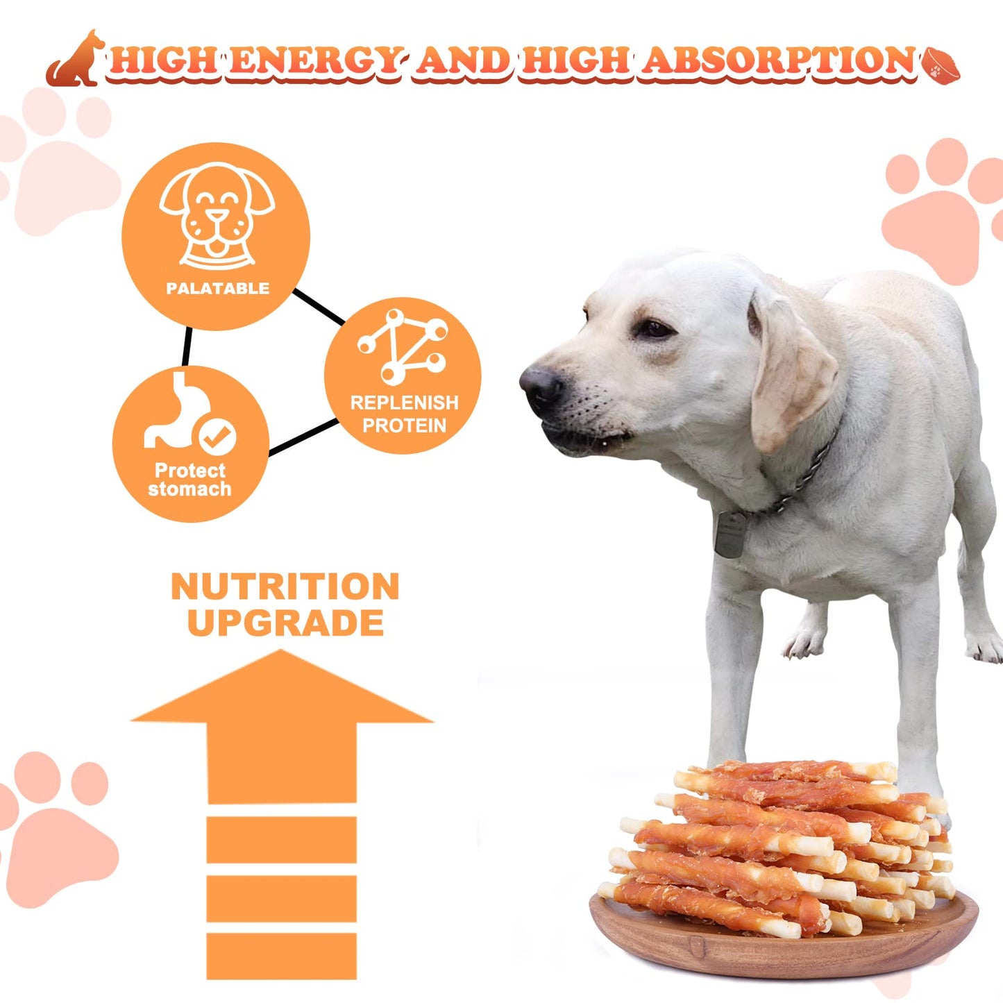 Pawant Puppy Training Snacks Dog Chews Treats Chicken Wrapped White Rawhide Sticks 0.5lb