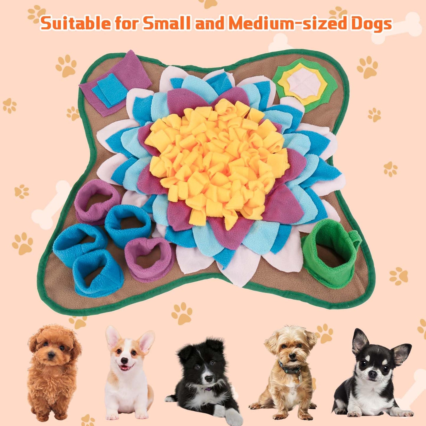 Yummy Sam Snuffle Mat for Small and Medium Dogs, 2 in 1 Portable Interactive Nose Smell Training Sniffing Pad with Puzzle Toys for Boredom Stimulating Slow Eating and Keep Busy (Grey)
