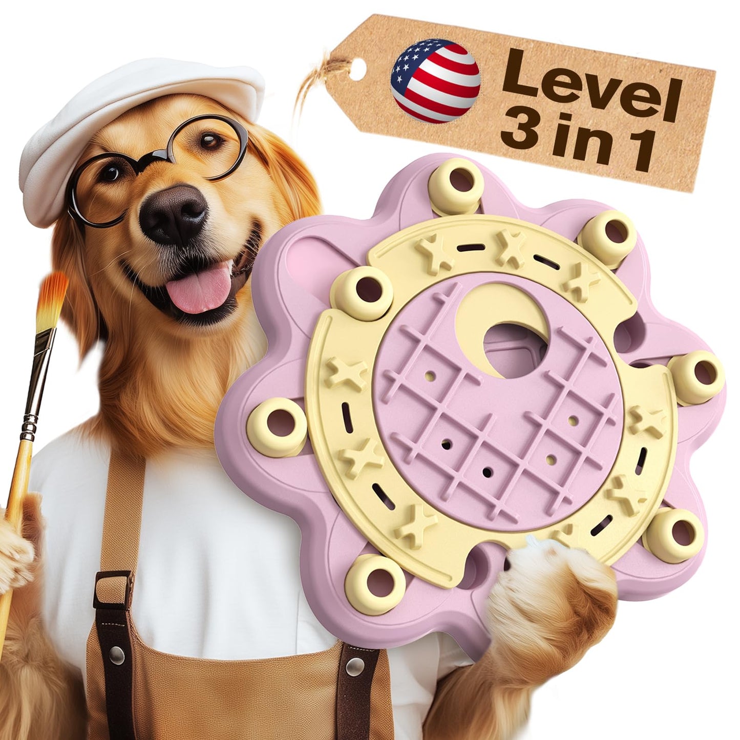 KADTC U.S. Brand & Design All in ONE -3 Levels of Challenge Dog Puzzle Toy for Small/Medium/Large Smart Dogs Treat Puzzles Food Slow Feeder Puppy Brain Mental Stimulation Games Holiday Birthday Gift