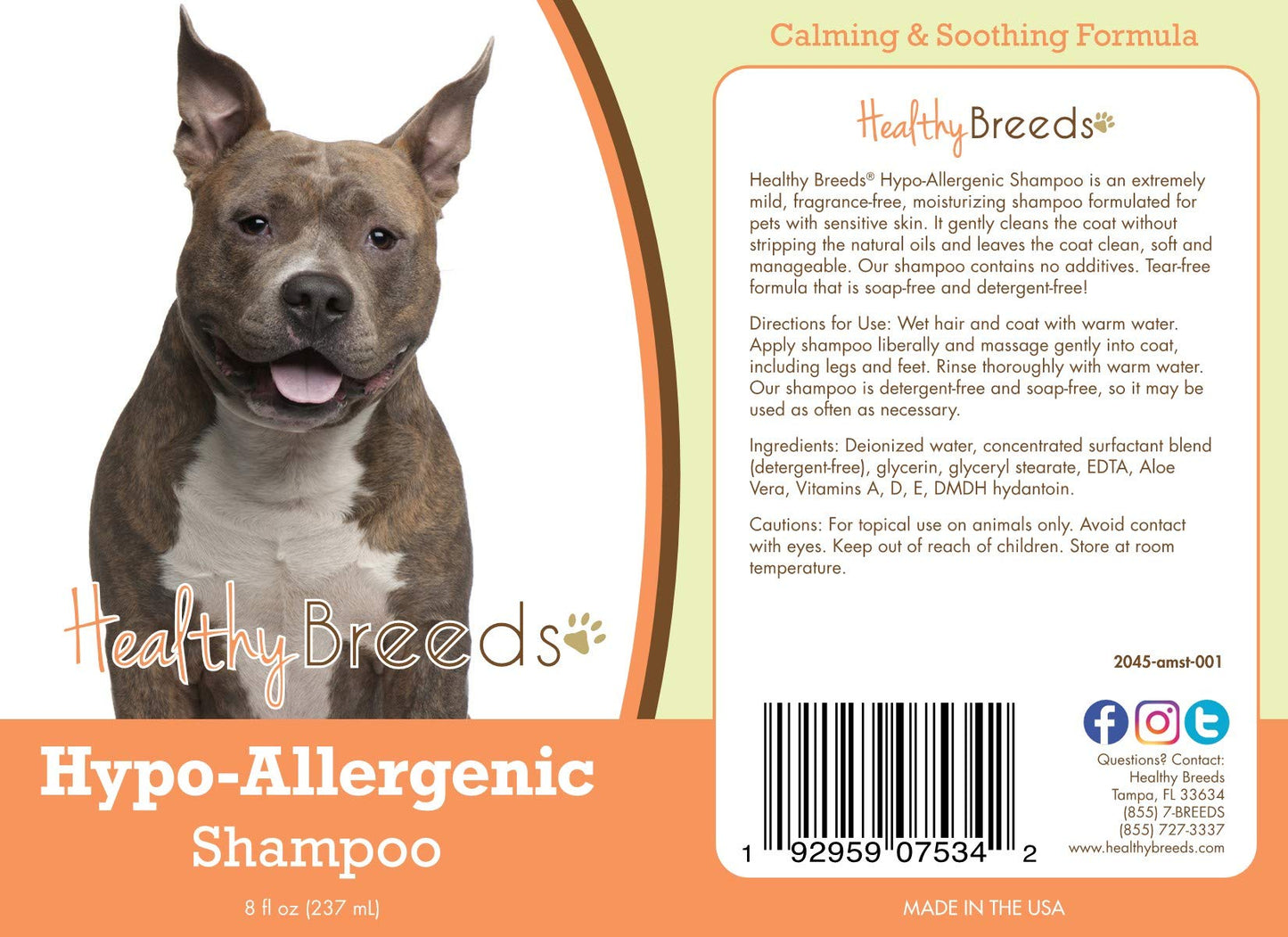 Healthy Breeds American Staffordshire Terrier Hypo-Allergenic Shampoo 8 oz
