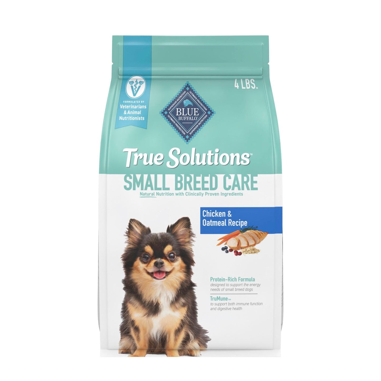 Blue Buffalo True Solutions Small Breed Care Natural Dry Dog Food for Adult Small Breed Dogs, Chicken, 4-lb. Bag