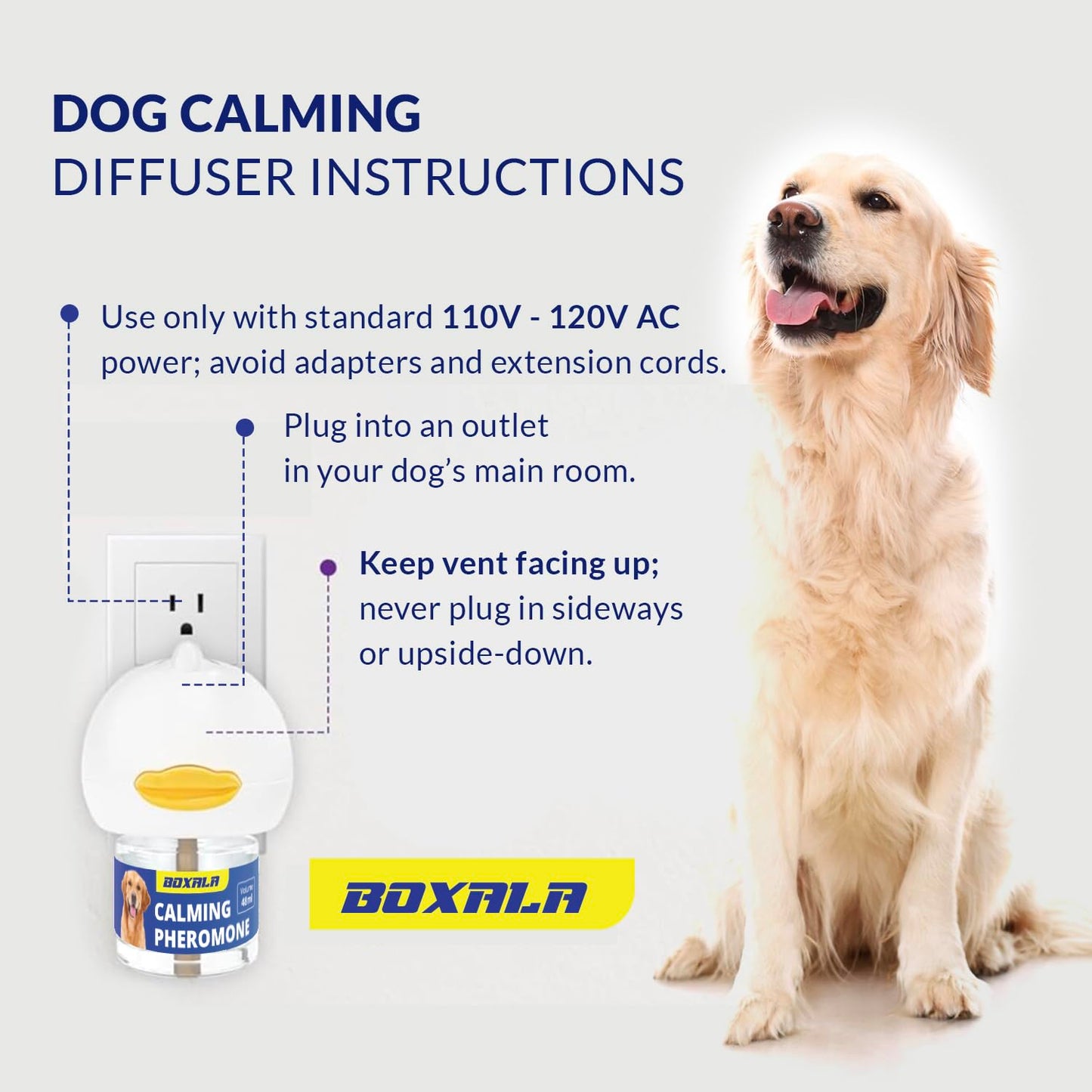 boxala Pheromone Diffuser for Dogs: Calming Pheromone Diffuser Kit - Dog Calming Diffuser - Calming Pheromones - Dog Anxiety Relief (X Large)