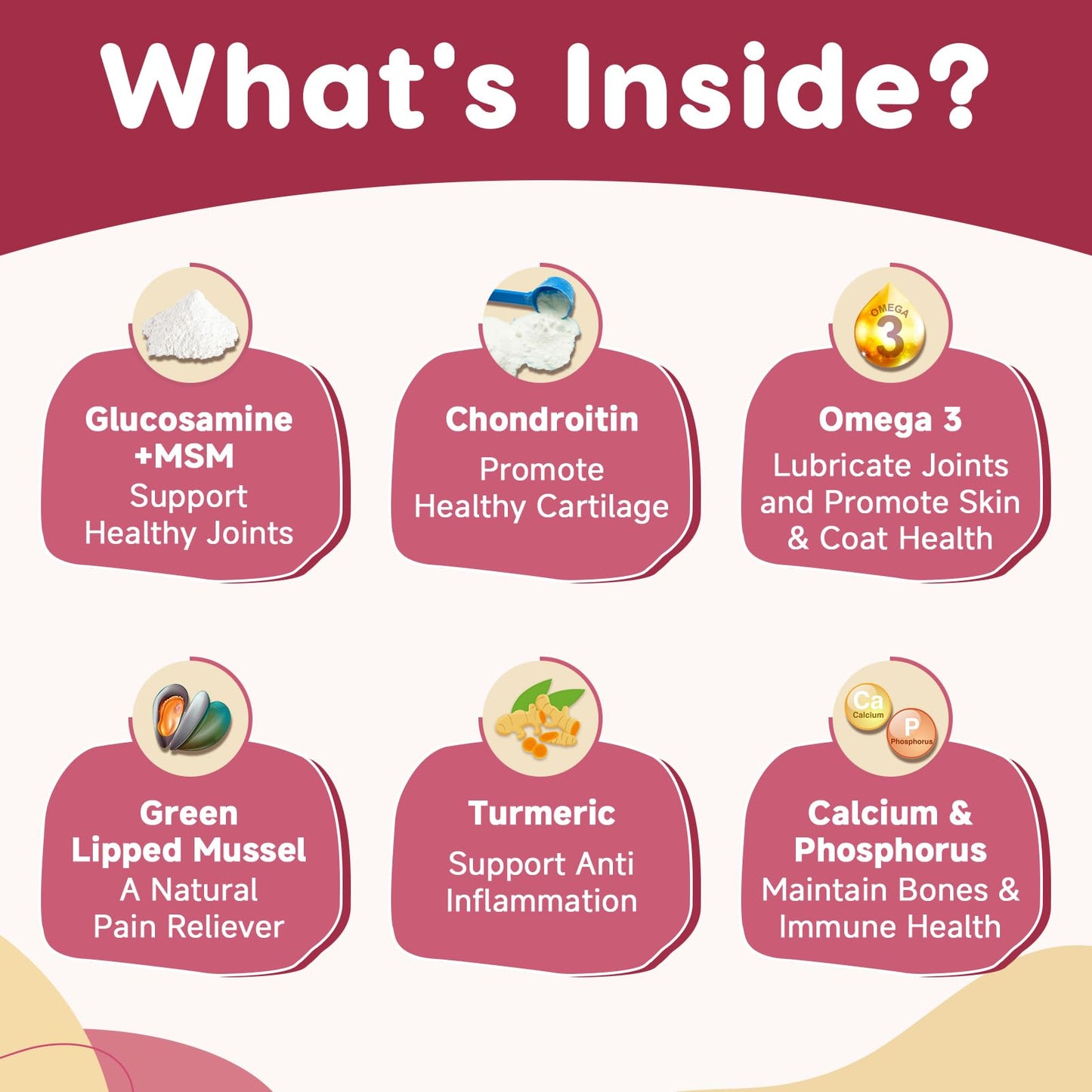 Glucosamine for Dogs - Joint Supplement for Dogs with Chondroitin, MSM, Omega 3, Hemp, Turmeric for Dog Joint Pain Relief, Dog Joint Supplement with Calcium Support Cartilage & Bone Health, 180 Chews