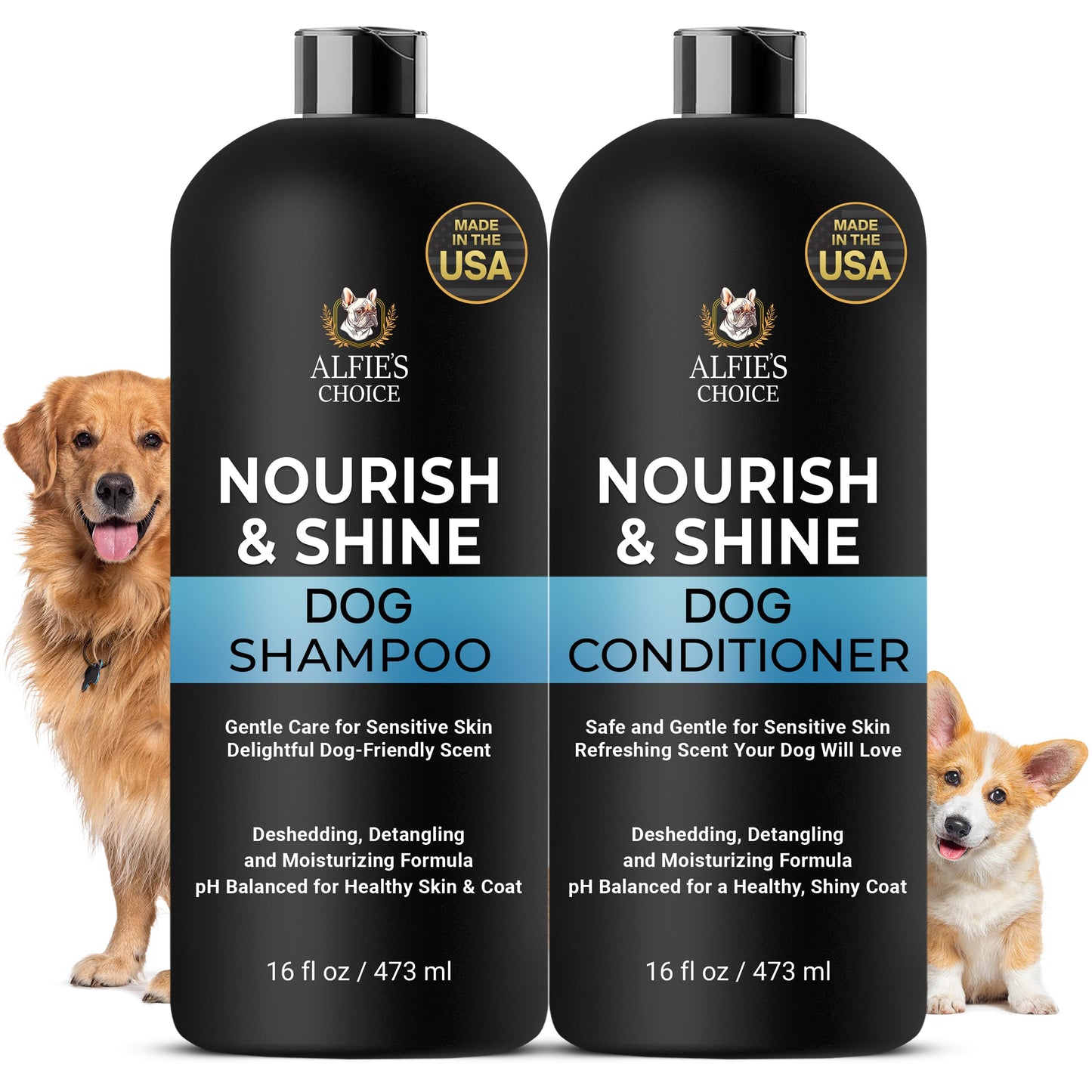 Dog Shampoo and Conditioner Set for Itchy Skin, Allergies & Odor – 2-in-1 Calming Formula with Lavender, Rosemary & Biotin – Moisturizing & Detangling – Safe for Puppies & All Breeds – 16 oz x 2