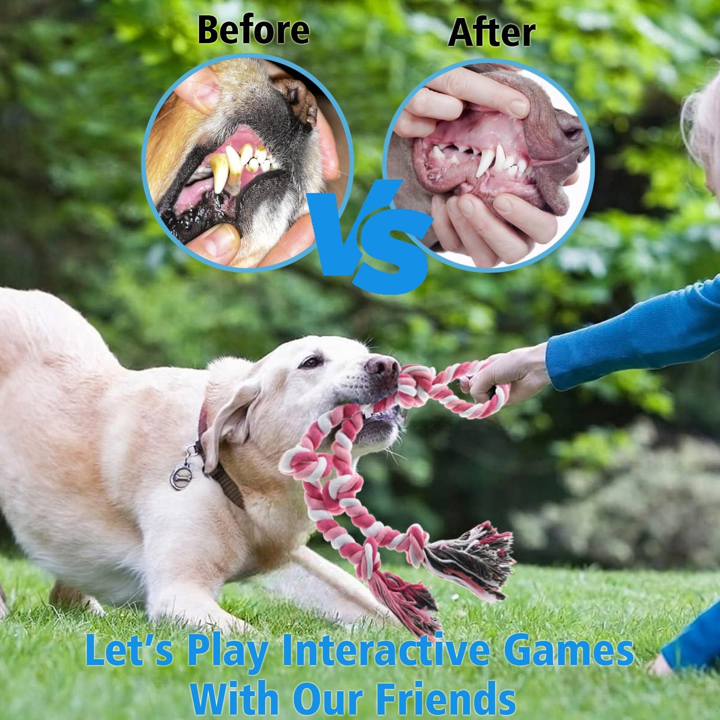 Kwispel Rope Toy for Dogs, 2 Pack Large Dog Rope Toys for Aggressive Chewers, Heavy Duty Dog Toys for Large Medium Breed, Indestructible Tough Rope Chew Toys Tug of War Dog Toy Teeth Cleaning