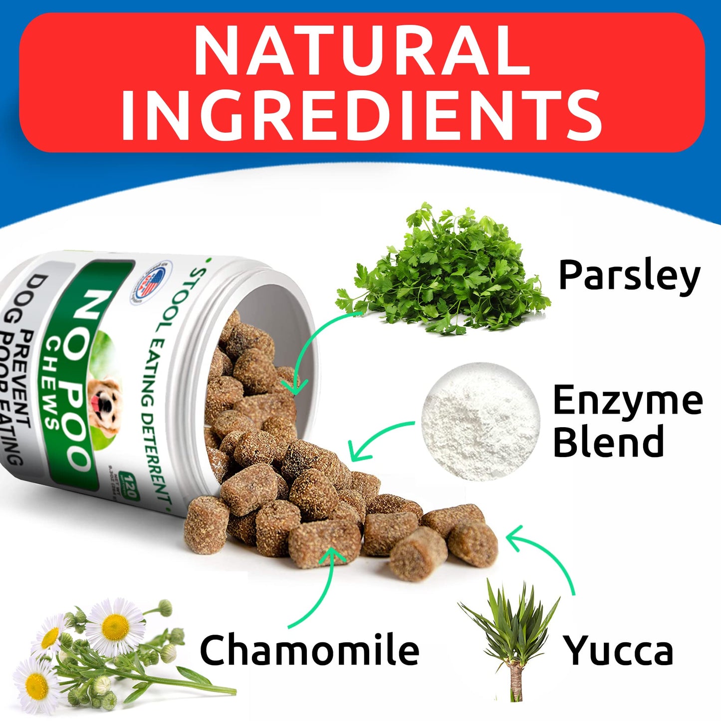 BARK&SPARK NO Poo Treats - Prevent Dog Poop Eating - Coprophagia Treatment - Stool Eating Deterrent - Probiotics & Enzymes - Digestive Health + Breath Aid - Made in USA - (120 Ct - Chicken)