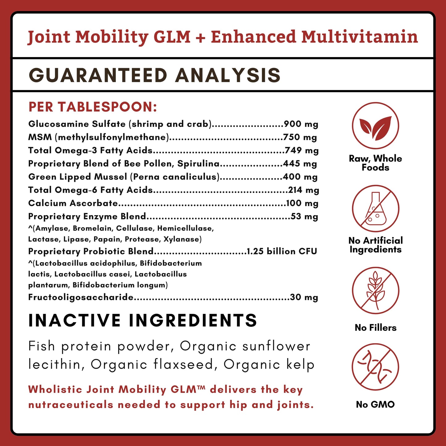 Wholistic Pet Organics Joint Supplement: Joint Mobility with Green Lipped Mussel Daily Joint Health Supplements for Dogs - Dog Glucosamine Powder with MSM, Probiotics, Vitamins, Minerals - 4 Lb