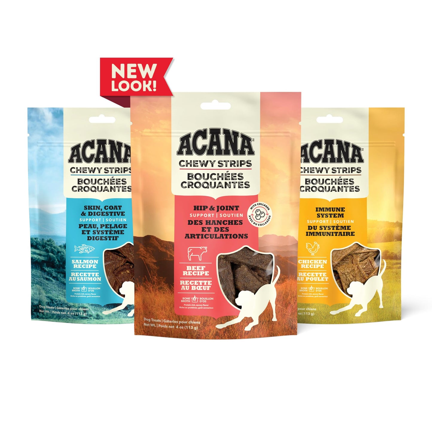 ACANA Chewy Strips Limited Ingredient Dog Treats Beef Recipe with Hip & Joint Support 4oz Bag