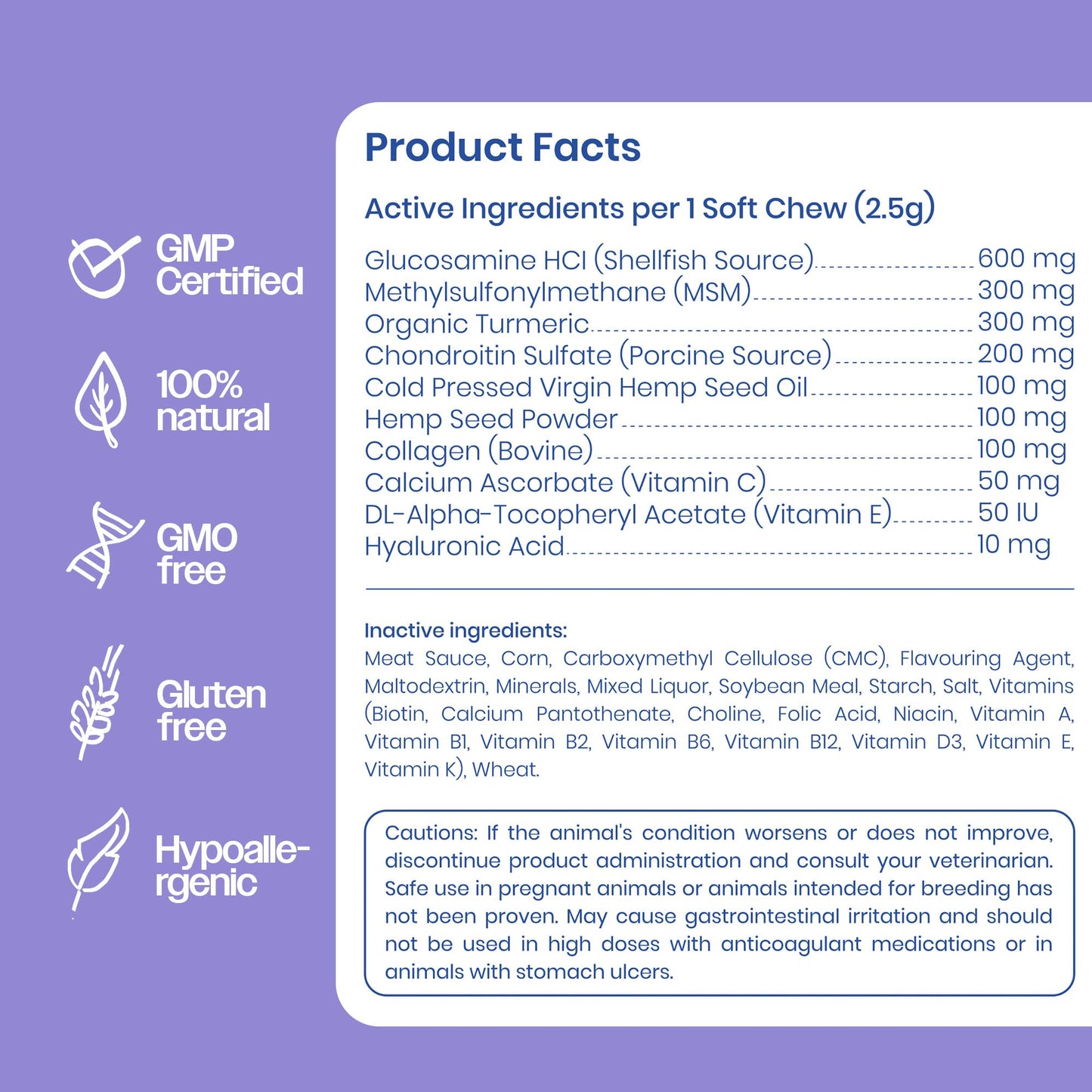 PET'S DREAM Hip and Joint Glucosamine for Dogs, Senior Advanced Joint Supplement for Dogs with Chondroitin & MSM, Dog Hip and Joint Supplement Large & Small Breed, Bacon Flavor, 130 Chews