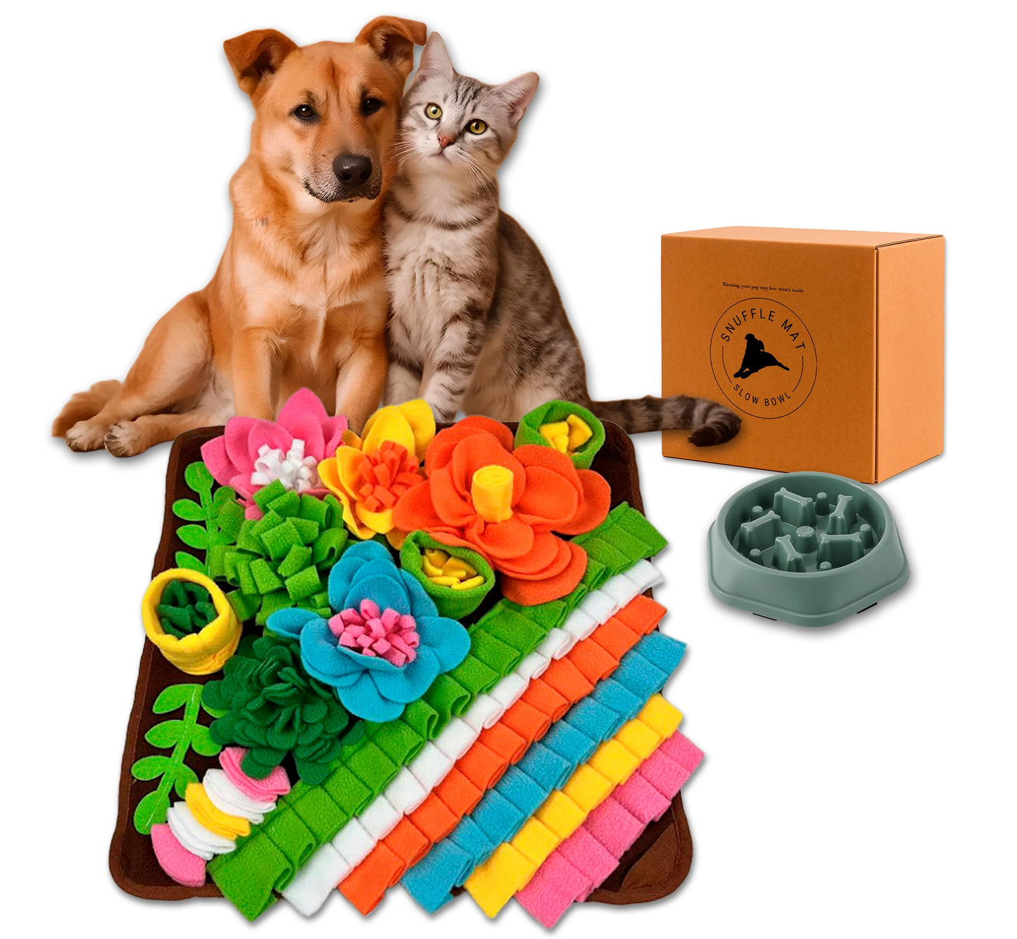 Snuffle Mat for Dogs with Slow Feeder Bowl (Bundle) – Interactive Toy for Anxiety Relief & Mental Stimulation – Durable, Washable Mat for Small, Medium & Large Dogs – Feeding Puzzle Toy for Boredom