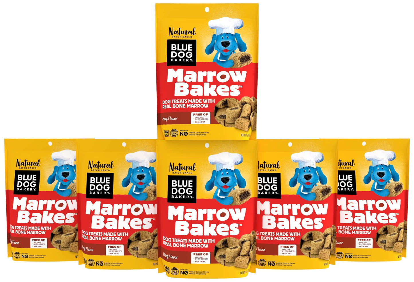 Blue Dog Bakery MarrowBakes Snacks | Small, Crunchy Beef Flavor Treat | Natural Healthy Dog Treats, 12 oz (Pack of 6)