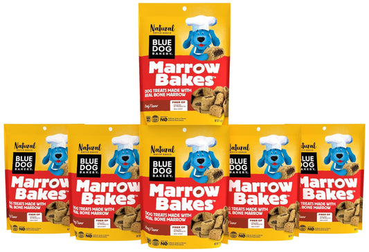 Blue Dog Bakery MarrowBakes Snacks | Small, Crunchy Beef Flavor Treat | Natural Healthy Dog Treats, 12 oz (Pack of 6)