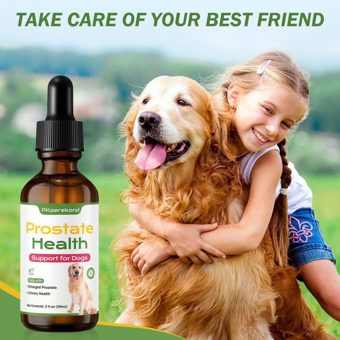 Prostate Health Support for Dogs, Relieves Enlarged Prostate, Supports Urinary Tract Health, Normal Frequency, Enhances Overall Immune Wellness, Natural Herbal Supplement, 2 oz (59 ml)