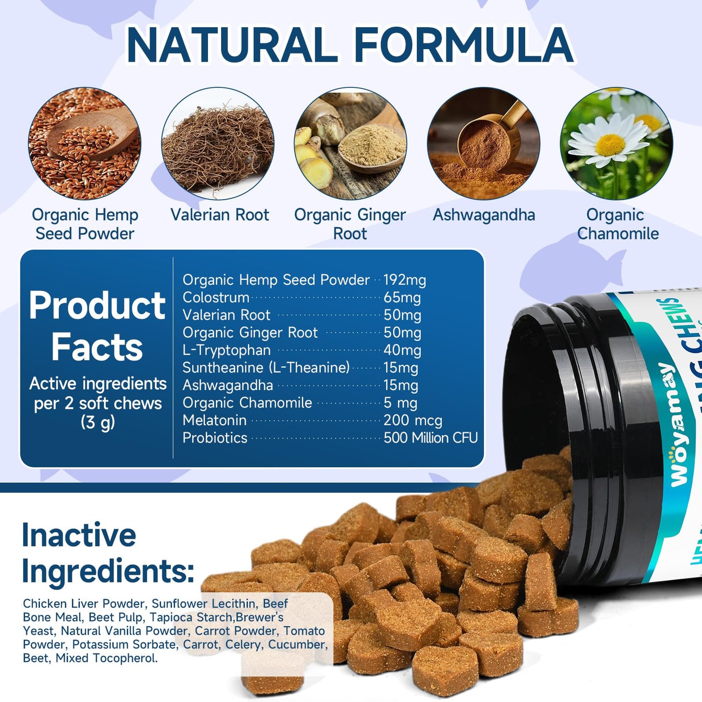 Hemp Cat Calming Treats, 200 Treats Calming Chews for Cats for Anxiety & Stress Relief, Calming Treats for Cats with Hemp Oil, Melatonin Cat Calming Chews for Stress | Sleep | Separation