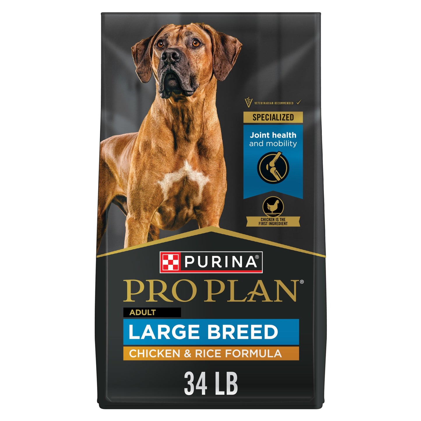 Purina Pro Plan High Protein, Digestive Health Large Breed Dog Food Dry, Chicken and Rice Formula - 34 lb. Bag