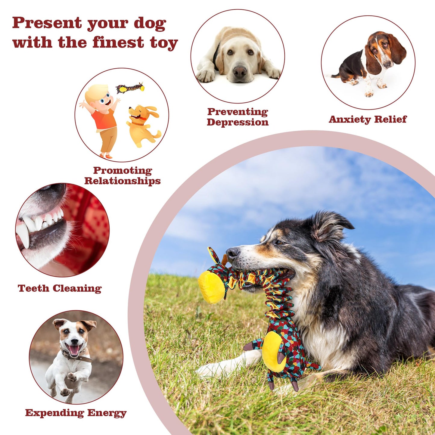 Tough Indestructible Dog Toys for Aggressive Chewers, Durable Dog Chew Toys for Large Breeds With Cotton Material & Crinkle Paper, Aggressive Chew Toys for Dogs