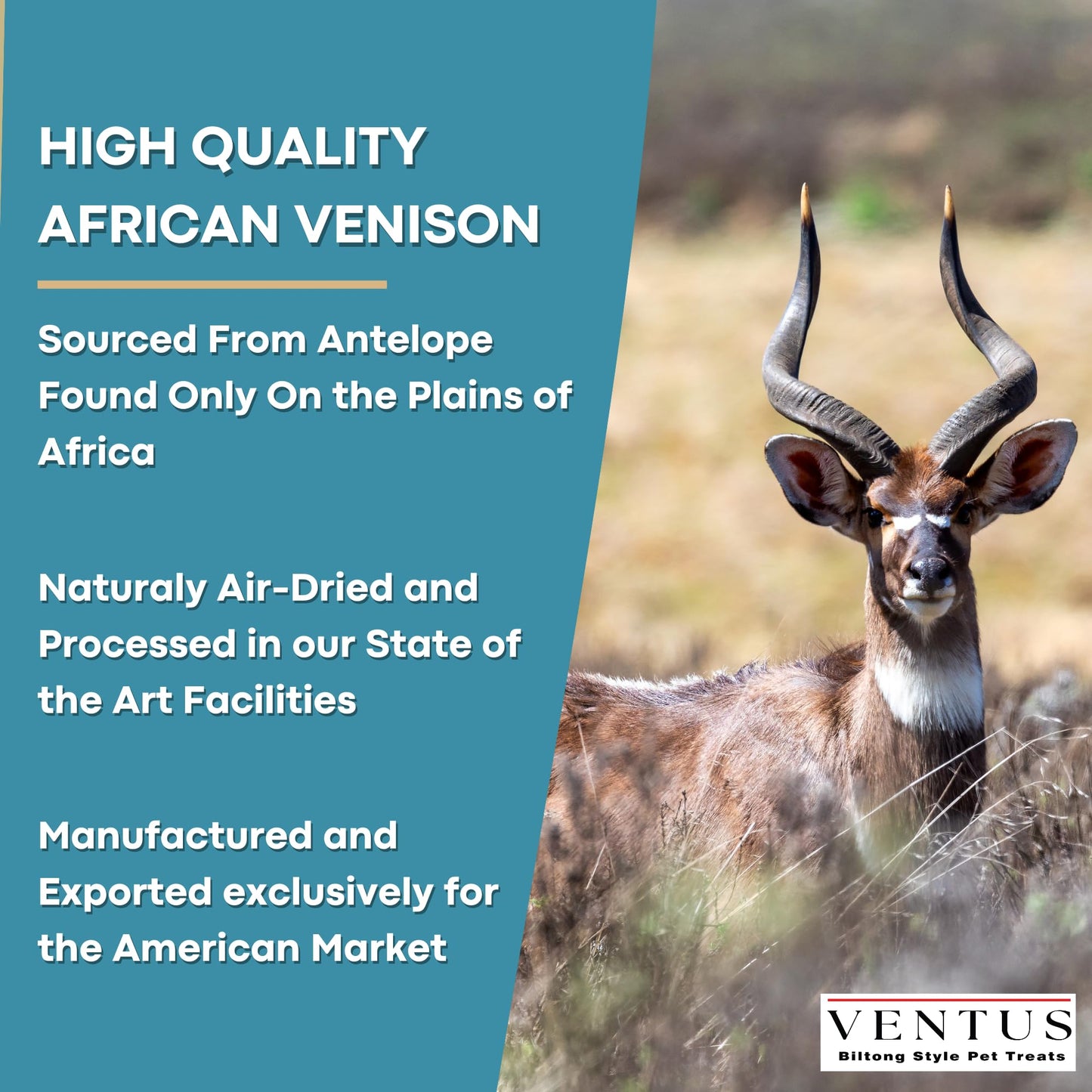 Ventus Dog Food Topper - Single Ingredient Venison Air Dried Dog Food Seasoning for Picky Eaters, No Additives, Grain Free Meal Toppers for Dogs 8 oz.