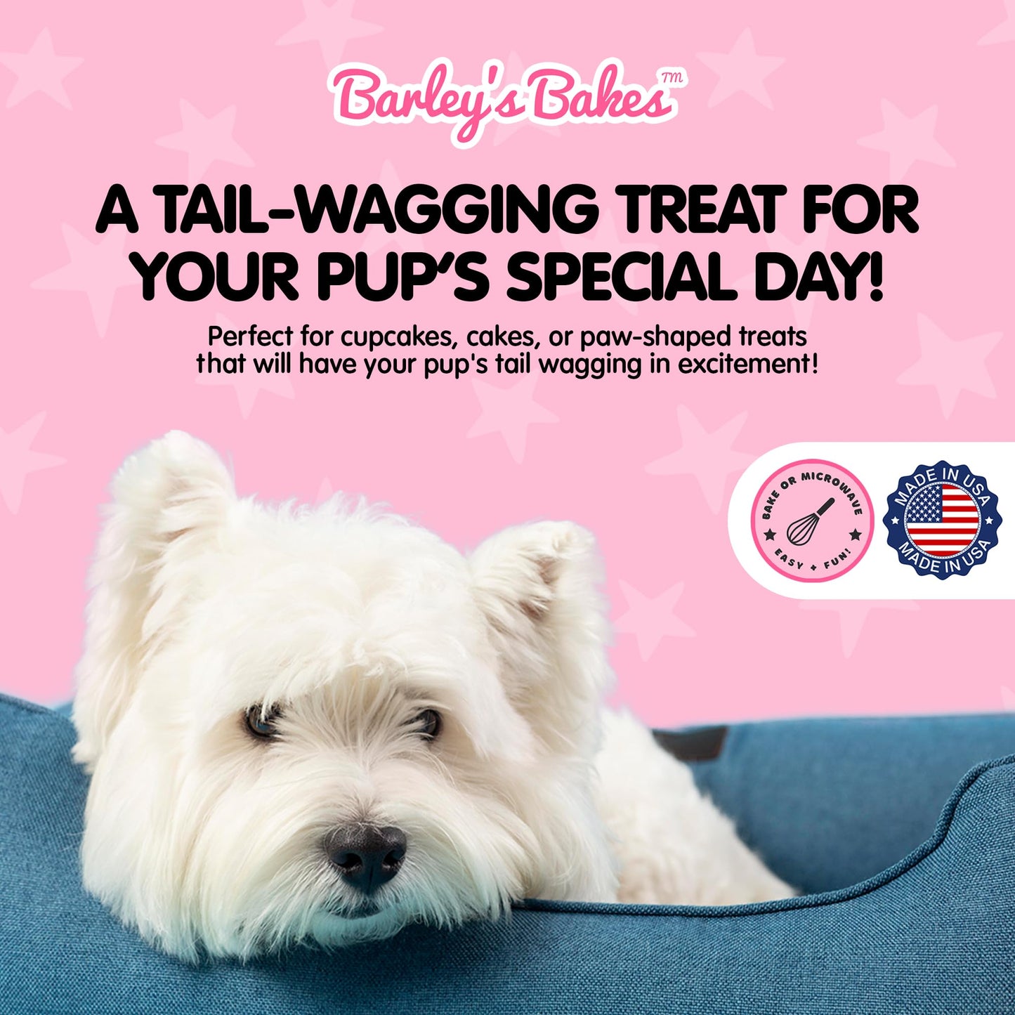 Barley's Bakes – Dog Cake Mix – Made in USA - Easy DIY Pet Cakes, Gluten-Free, No Artificial Colors, Flavors or Preservatives Healthy Dog Treats for Pet Birthdays and Celebrations (Bone Broth)