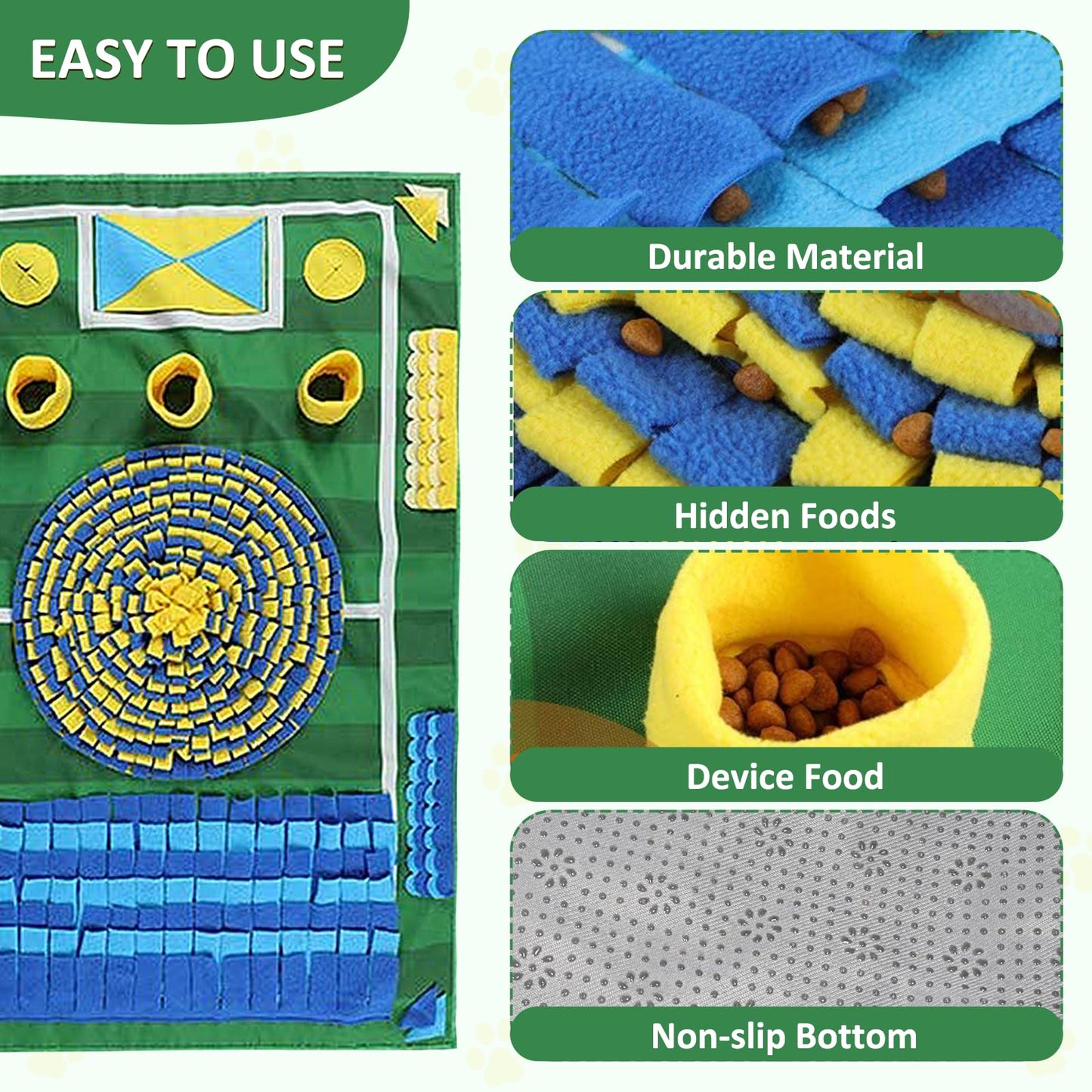 Esoes Snuffle Mat for Dog 25.98''x39.76'' Snuffle Mat for Dogs Large Breed Interactive Puzzle Dog Food Mats for Boredom&Mental Stimulation Enrichment Feeding Game Sniff Mat Help Slow Eating&Keep Busy