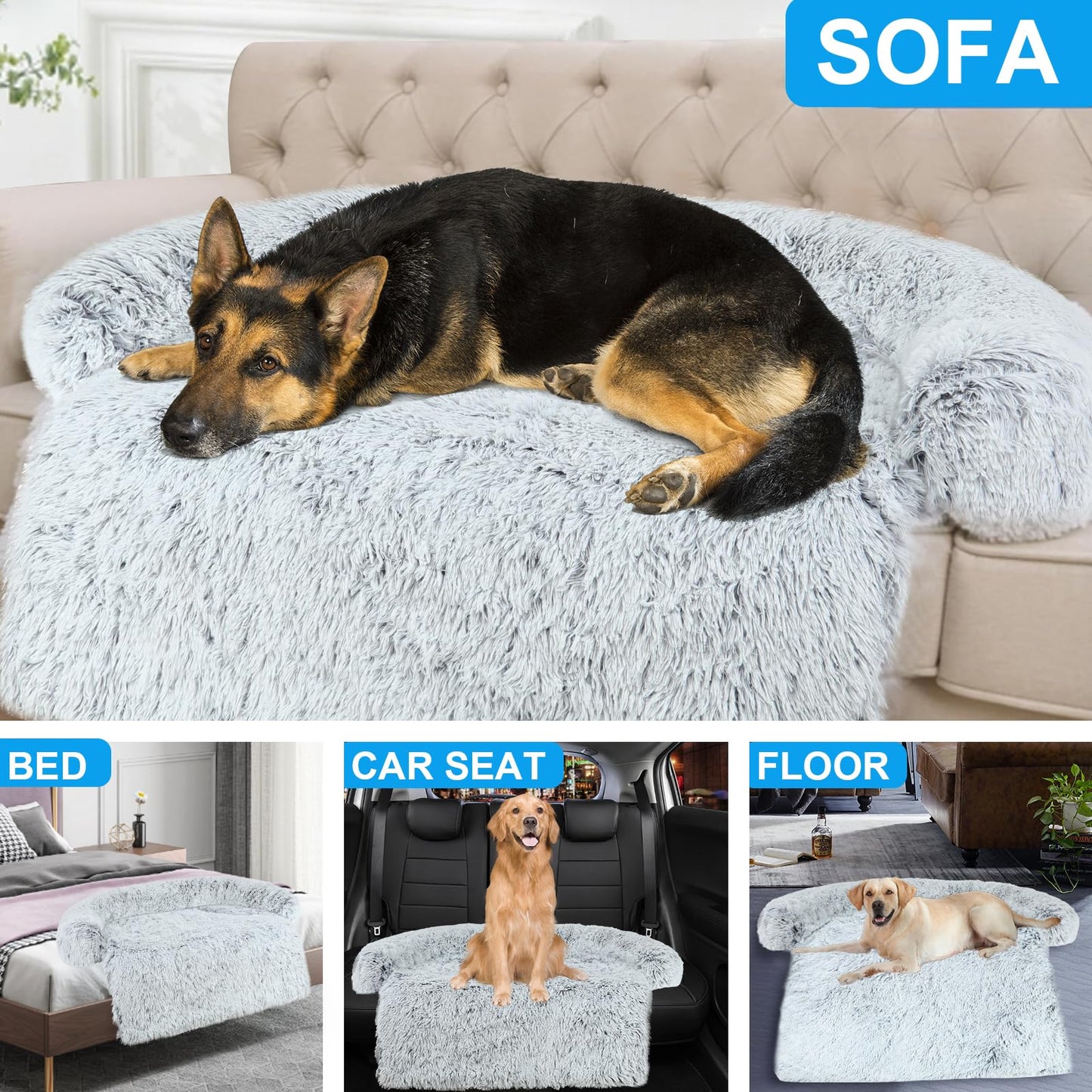 DUMOS Donut Dog Bed, Washable Dog Couch Bed with Removable Cover, Waterproof Pet Bed for Small Size Dogs, Memory Foam Pet Bed Non-Slip Base, Gray