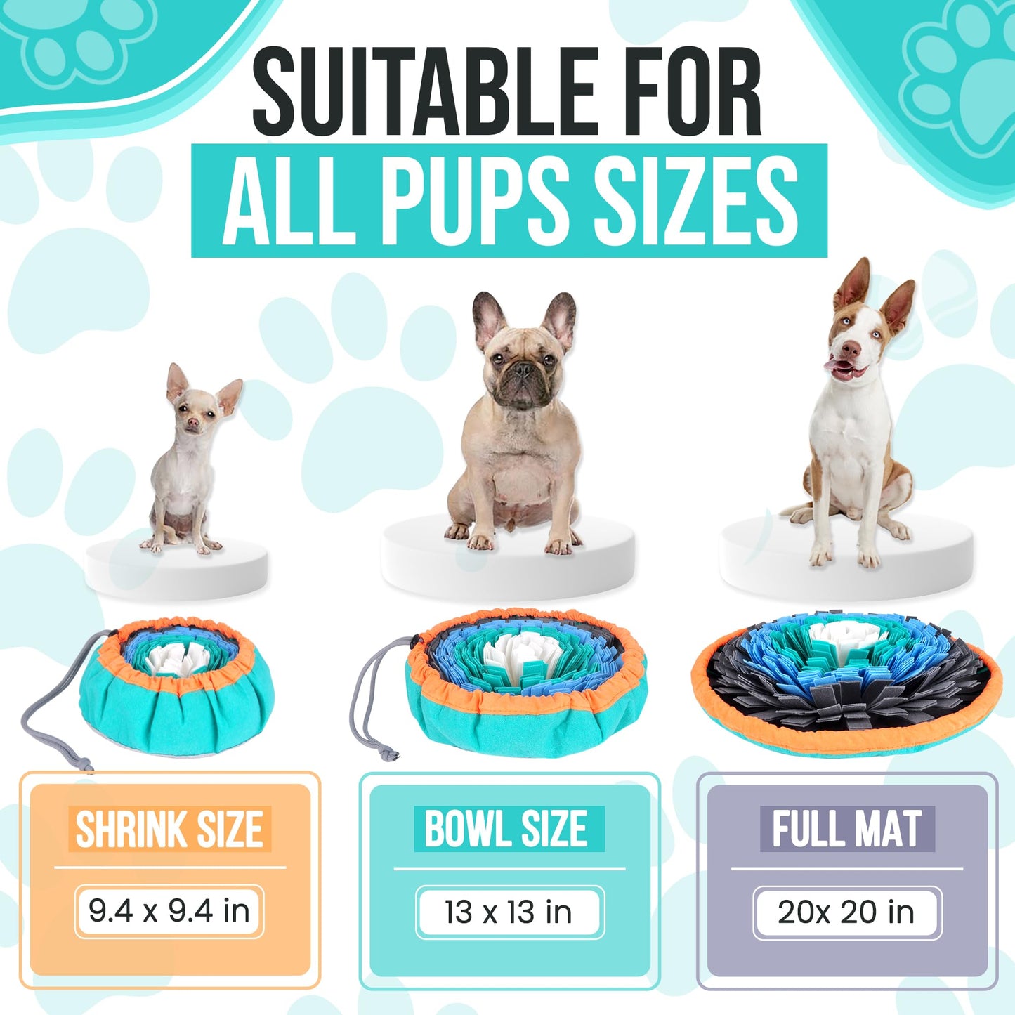 20” Snuffle Mat for Dogs with Pet Training Clicker - Dog Puzzle Toy for Enrichment, Mental Stimulation, Fighting Boredom - Slow Feeder & Activity Rug - Dog Sniffing, Foraging and Treat Mat