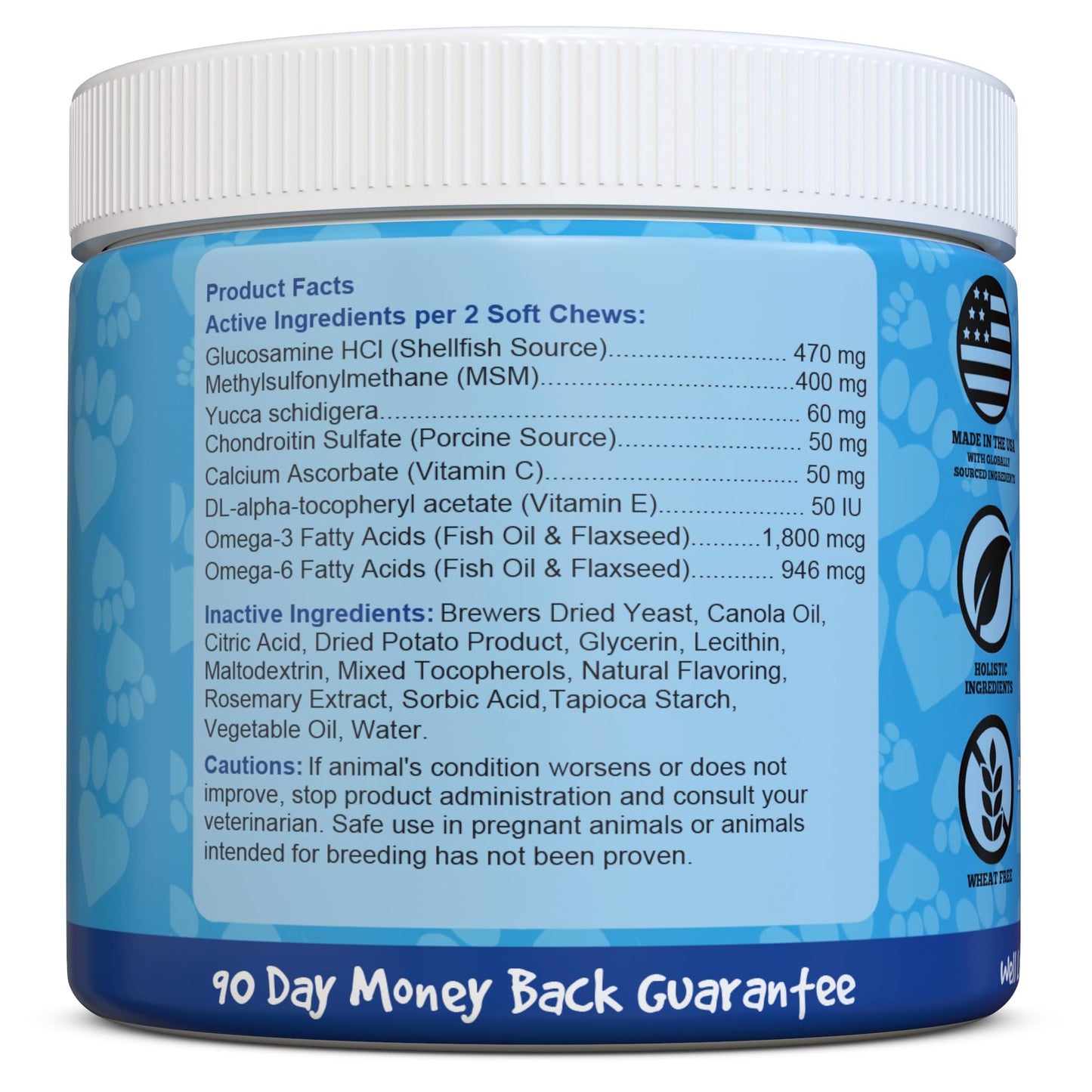 Well Loved Glucosamine for Dogs - Joint Supplement for Dogs, Made in USA, Vet Developed, Glucosamine Chondroitin, Hip and Joint Chews with MSM, Large Breed, Pain Relief, 120 Chews