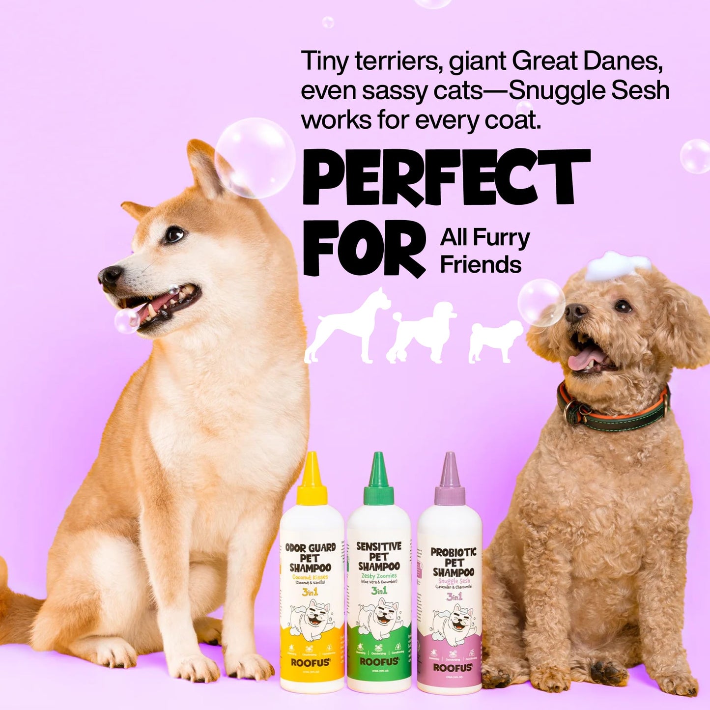 ROOFUS THE DOG Probiotic Pet Shampoo 1 Pack - Snuggle Sesh Dog Shampoo for Conditioner, Moisturizing & Itching - Hypoallergenic Shampoo for Hydrating & Cleansing