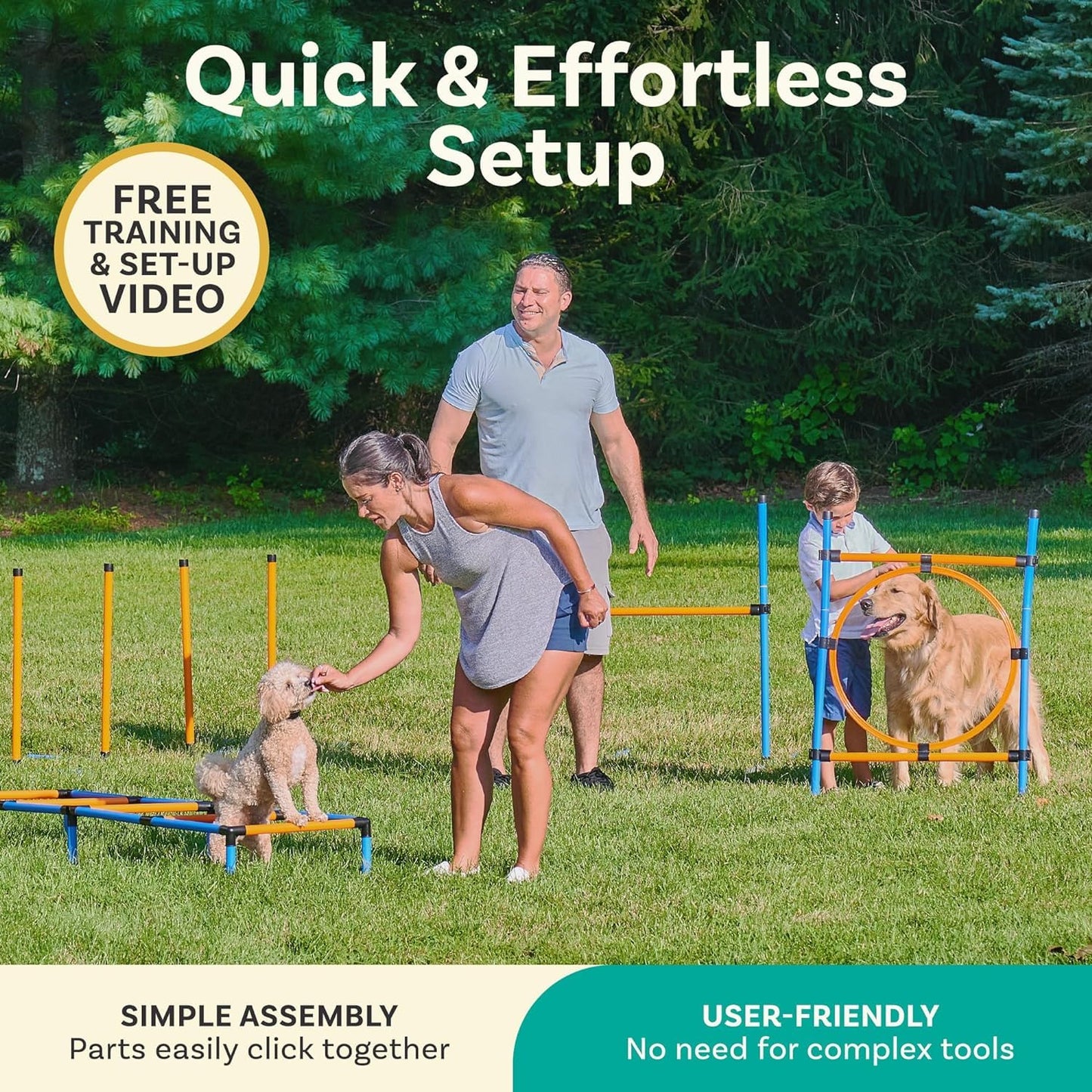 PetCove Dog Agility Obstacle Course Set for Backyard Training and Jumps - Dog Agility Course Backyard Set for Training Sessions & Competitions - Exercise Equipment with Tunnel