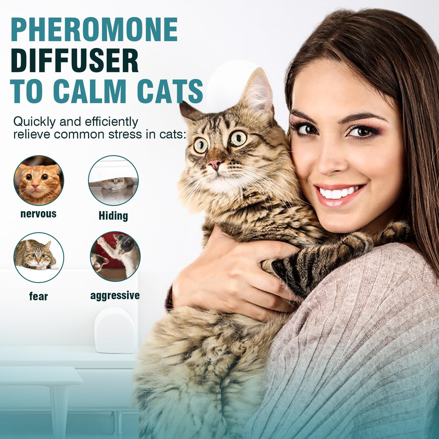Cat Calming Diffuser 8 in 1 Multicat Pheromone Diffuser Pheromones to Calm Stress and Anxiety Relief Products Plug in Refill Anti Aggression for Cats Spraying No More Stop Cat from Urinating in House