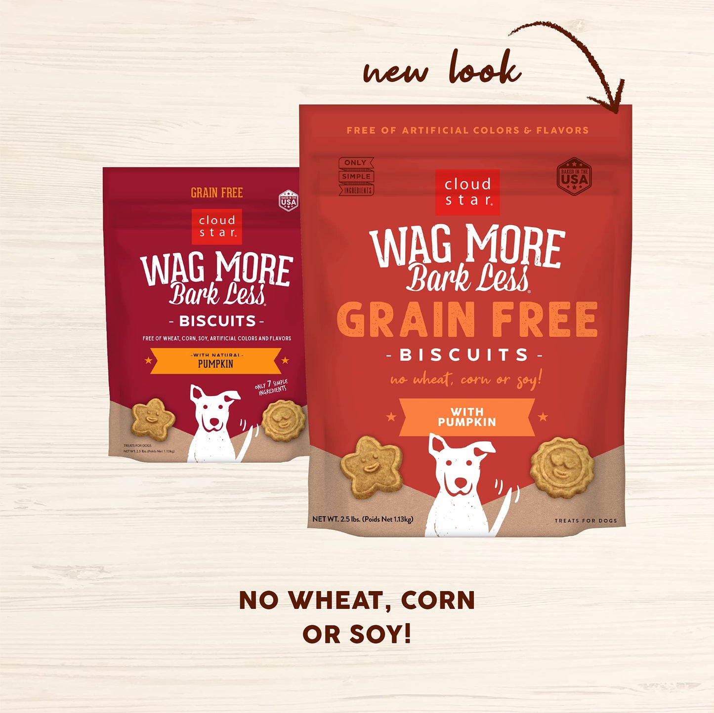 Cloud Star Wag More Bark Less Crunchy Grain Free Dog Treats, Pumpkin, 2.5 lbs. Bag