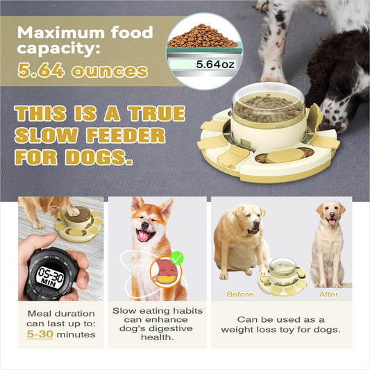 KADTC Dog Puzzle Toy Level 2 in 1 for Small/Medium/Large Dogs Treat Puzzles Slow Feeder/w Button Boredom Busters Keep Them Busy Enrichment Toys Food Dispenser Puppy Brain Mental Stimulation Mind Game