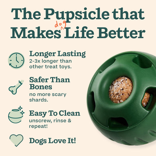 WOOF Starter Pack - Interactive Dog Toys for Boredom - Dog Treat Molds Silicone - Chicken-Flavored Healthy Treats for Dogs - Pupsicle Doggy Enrichment Toy - for Large Pups - 25-75 lbs