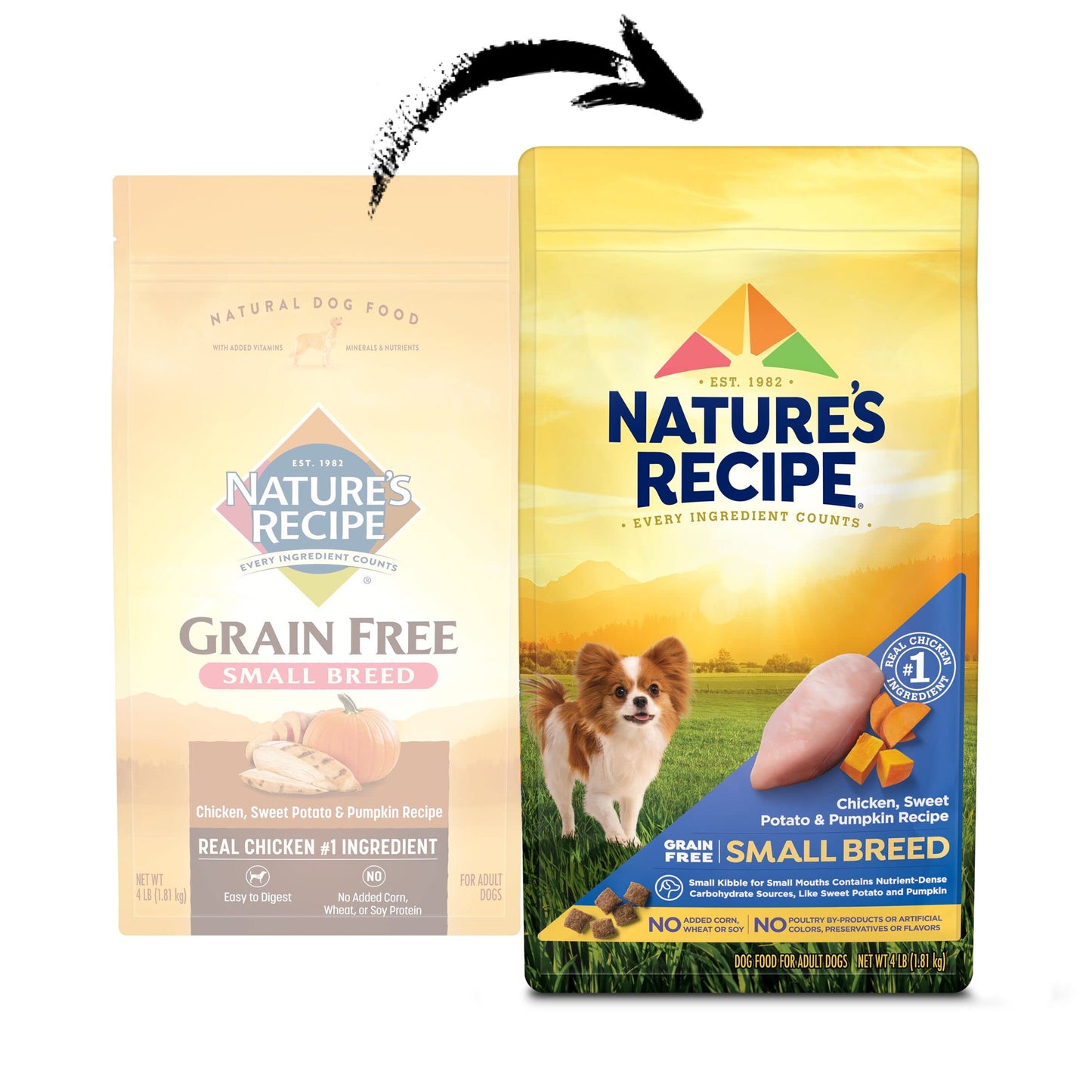 Nature's Recipe Grain Free Small Breed Dry Dog Food, Chicken, Sweet Potato & Pumpkin Recipe, 4 lb. Bag