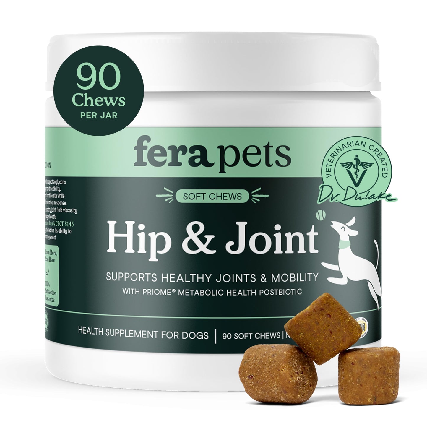Fera Pets Hip & Joint Supplement for Dogs with Glucosamine, MSM, Chondroitin, & Green Lipped Mussel - Supports Healthy Joints and Weight Management - 90 Soft Chews