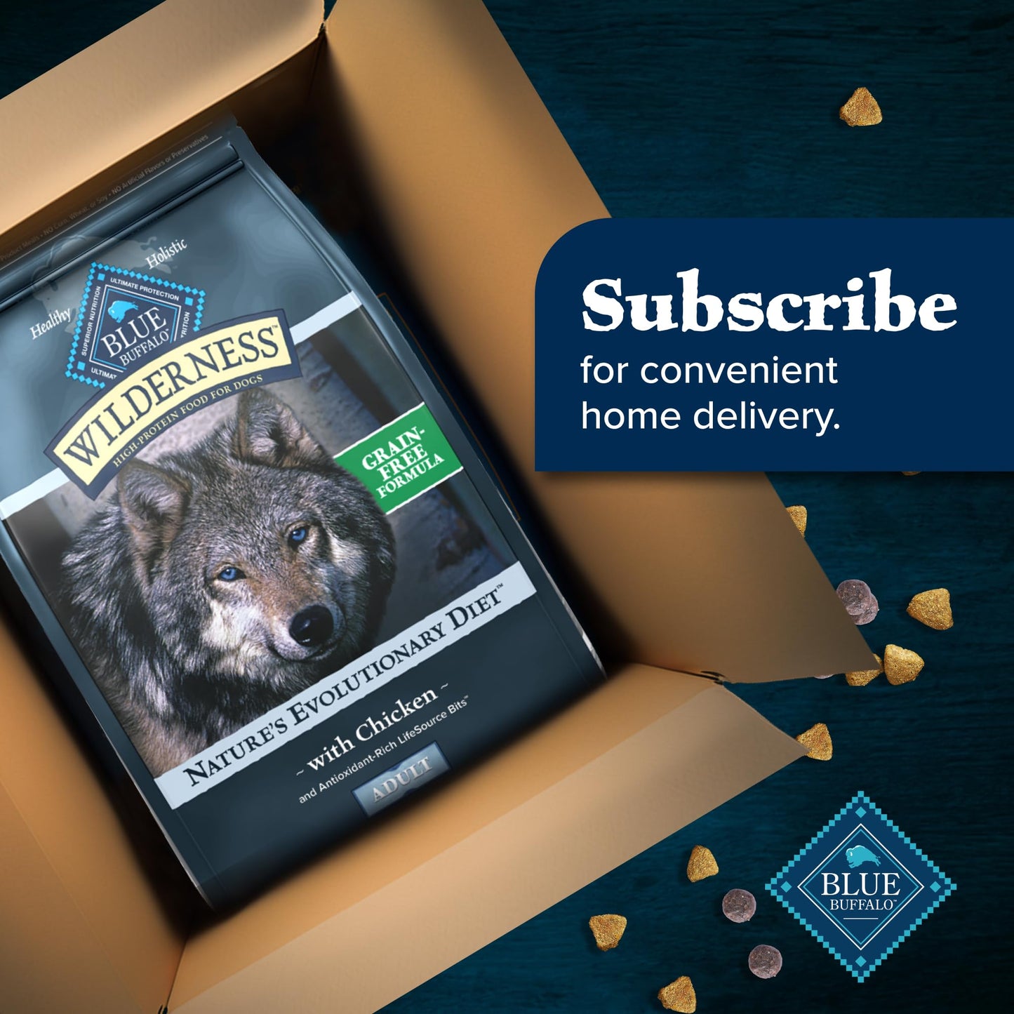 Blue Buffalo Wilderness Adult High-Protein Dry Dog Food with Real Chicken, Grain-Free, Made in the USA with Natural Ingredients, Chicken, 4.5-lb Bag