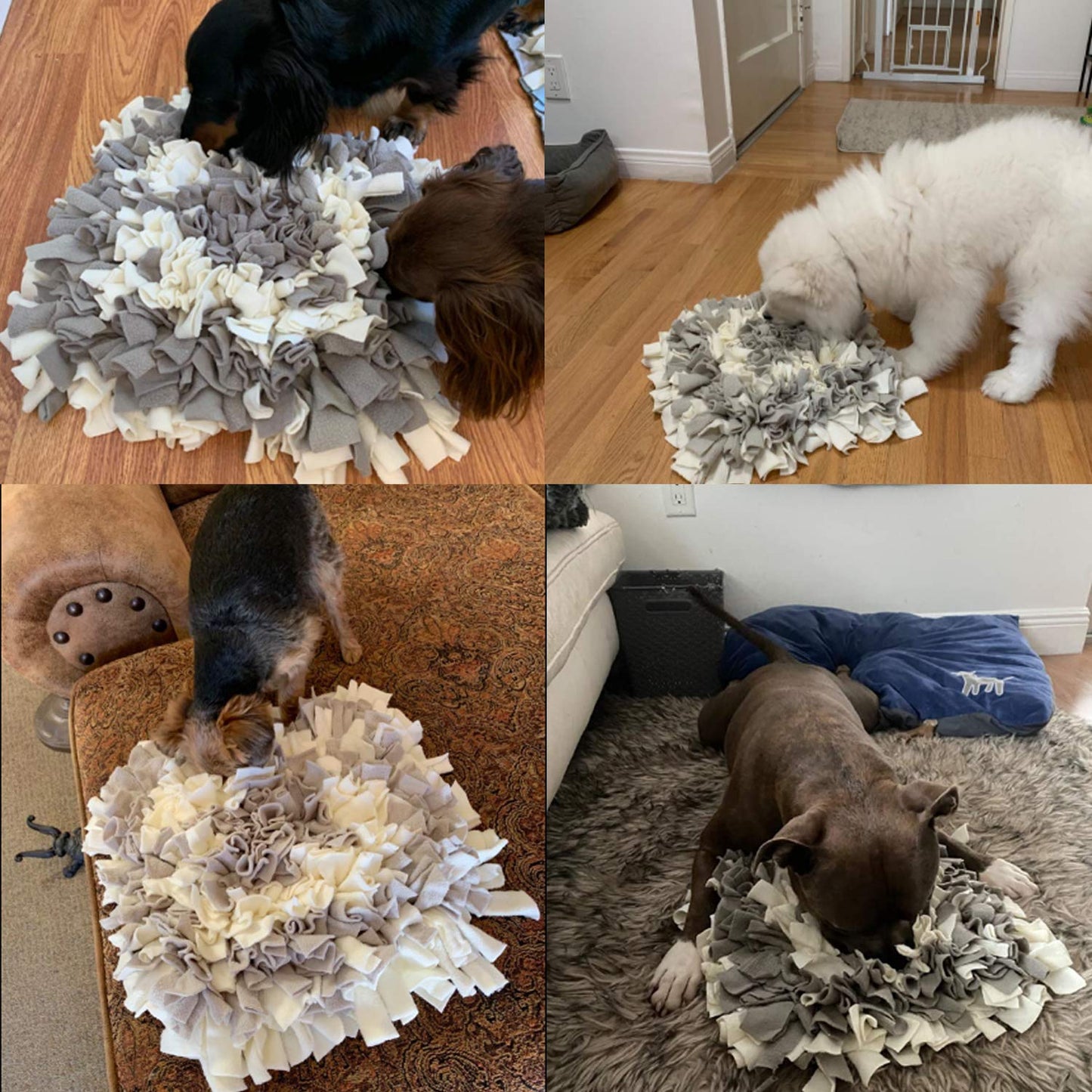 LIVEKEY Pet Snuffle Mat for Dogs, Dog Feeding Mat, Nosework Training Mats for Foraging Instinct Interactive Puzzle Toys (Gray&White)