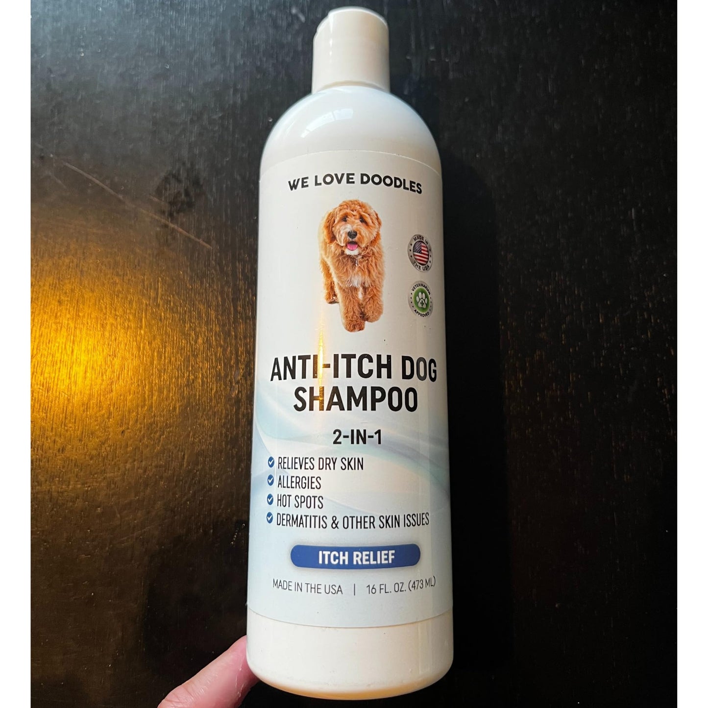 Premium Anti Itch Dog Shampoo for Sensitive Skin, Made in USA, Dry Skin Treatment for Dogs, Great for Allergies, Itching, Hot Spots, Natural Ingredients & Allergy Relief, 16 OZ [We Love Doodles]