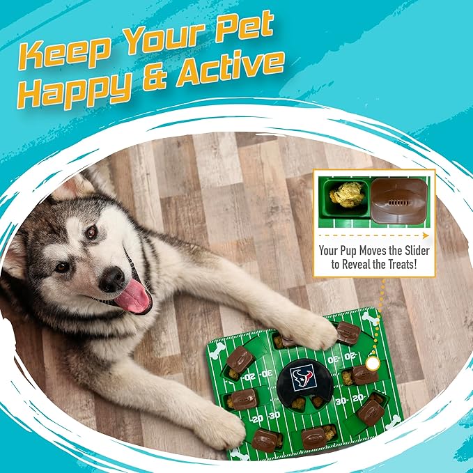 Pets First NFL Houston Texans Puzzle Toy, Puzzle Treat Dog Toy, Interactive Dog Treat Toy, Dog Puzzle